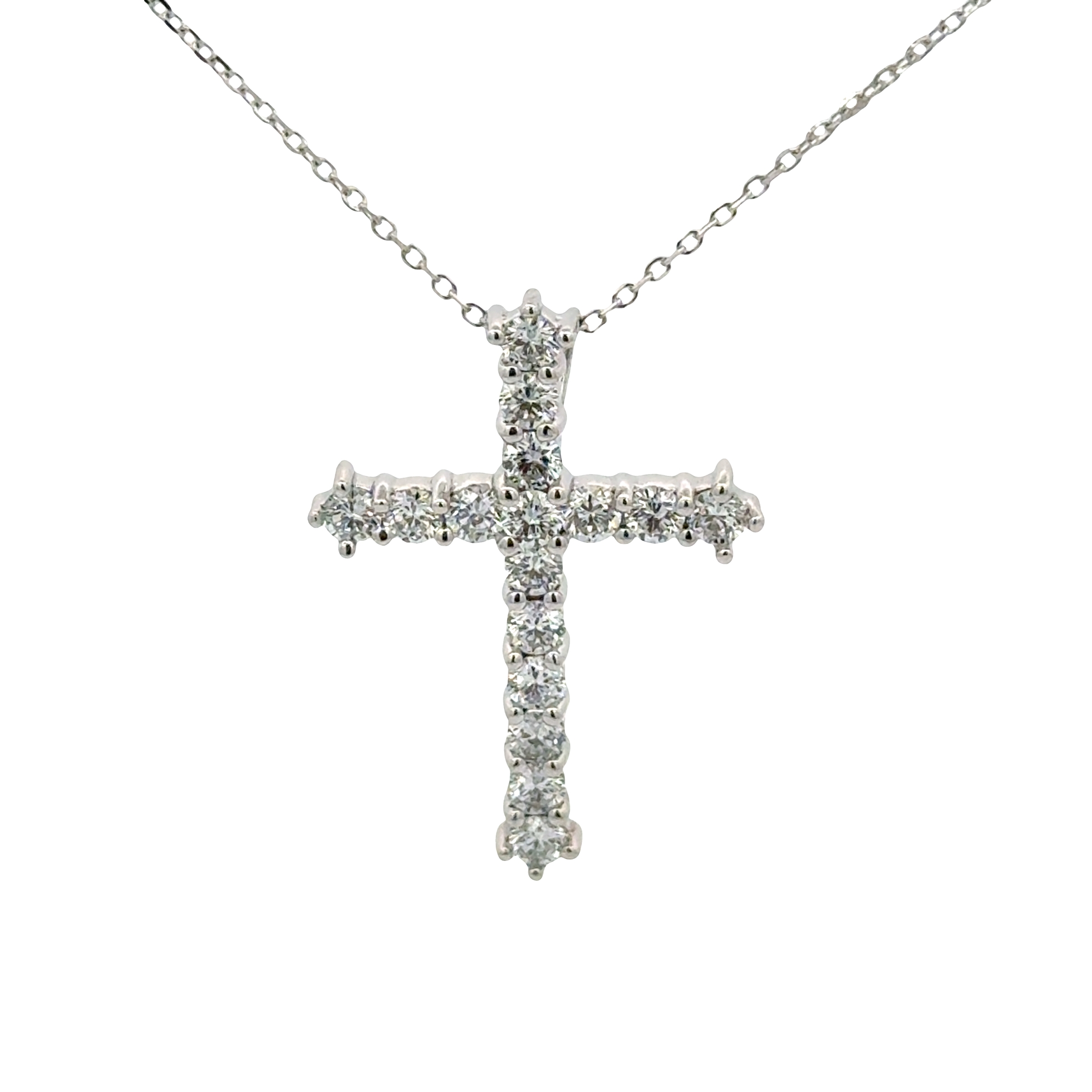 14 Karat White Gold Laboratory Grown Diamond Cross Pendant 0.50 Carat Total Weight