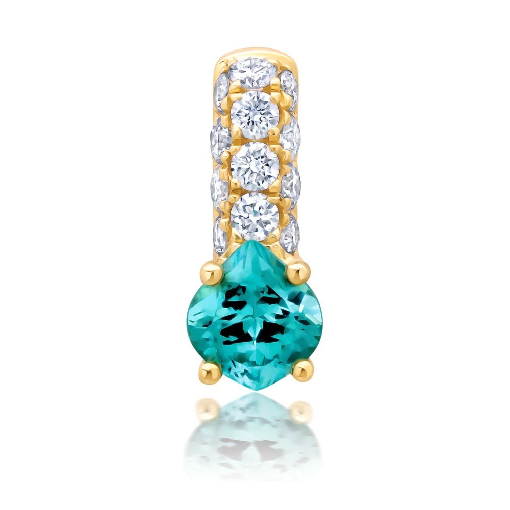 14 Karat Yellow Gold Laboratory Grown Chrysoberyl and Laboratory Grown Diamond Pendant