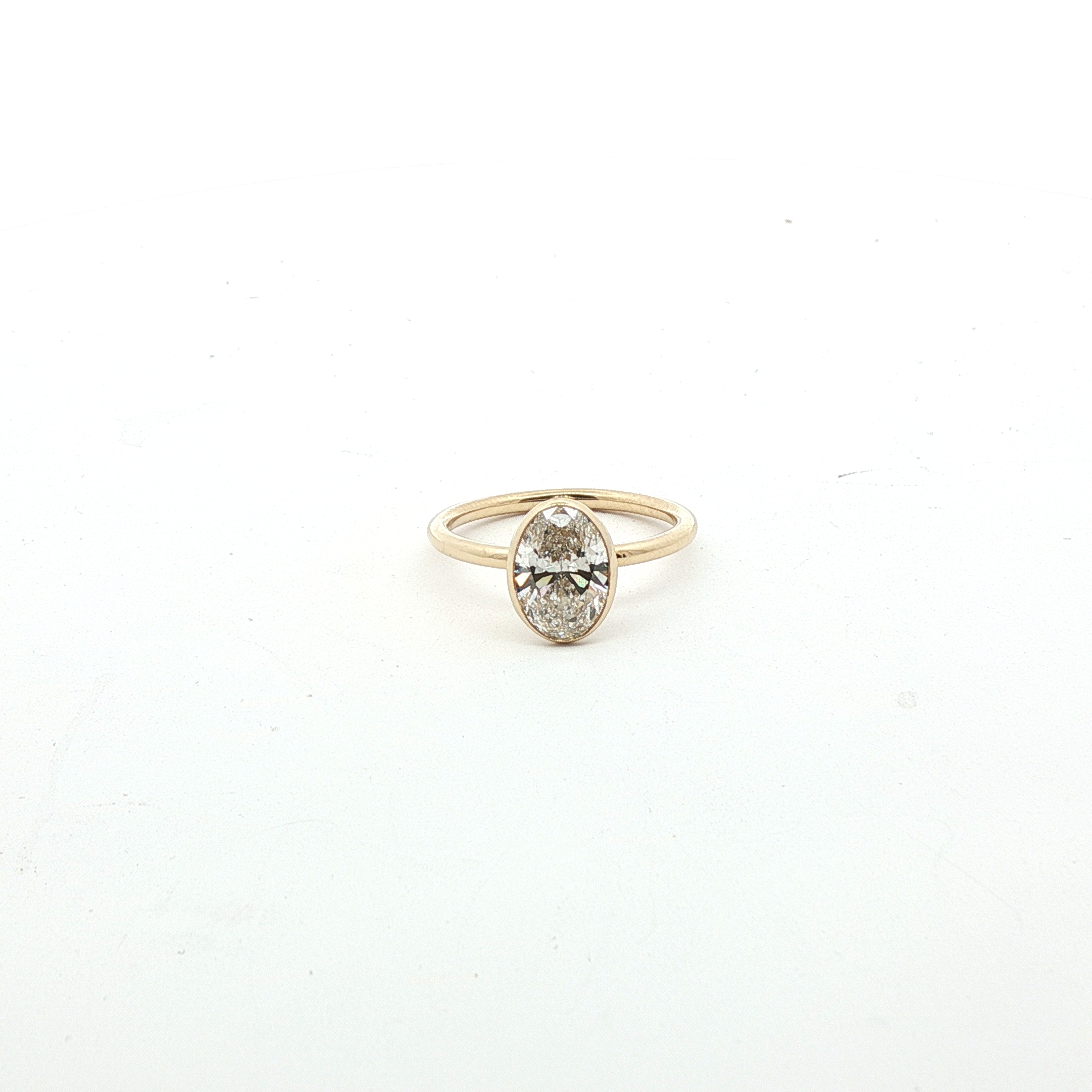  14 Karat Yellow Gold Oval Laboratory Grown Skyset Diamond Ring - 2CTW
