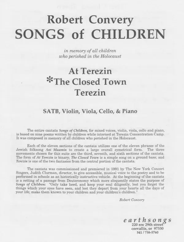 Earthsongs S-48B The Closed Town (from Songs of Children) for SATB Choir
