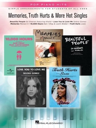 Hal Leonard 00328173 Memories, Truth Hurts & More Hot Singles Pop Piano Hits Series