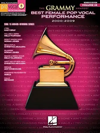 Hal Leonard 00740447 Pro Vocal Women's Edition Volume 58: The Grammy Awards Best Female Pop Vocal Performance 2000-2009 w/CD