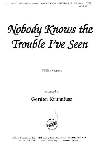 Hal Leonard 08771533 Nobody Knows the Trouble I've Seen for TTBB Choir