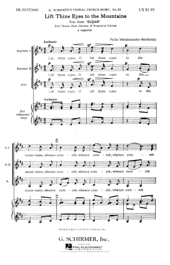 Hal Leonard 50292660 Lift Thine Eyes to the Mountains (from Elijah) for SSA Choir