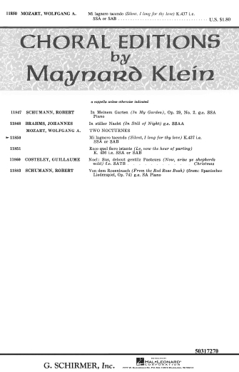 Hal Leonard 50317270 Mi Lagnero Tacendo (Silent I Long For Thy Love) for SSA Choir