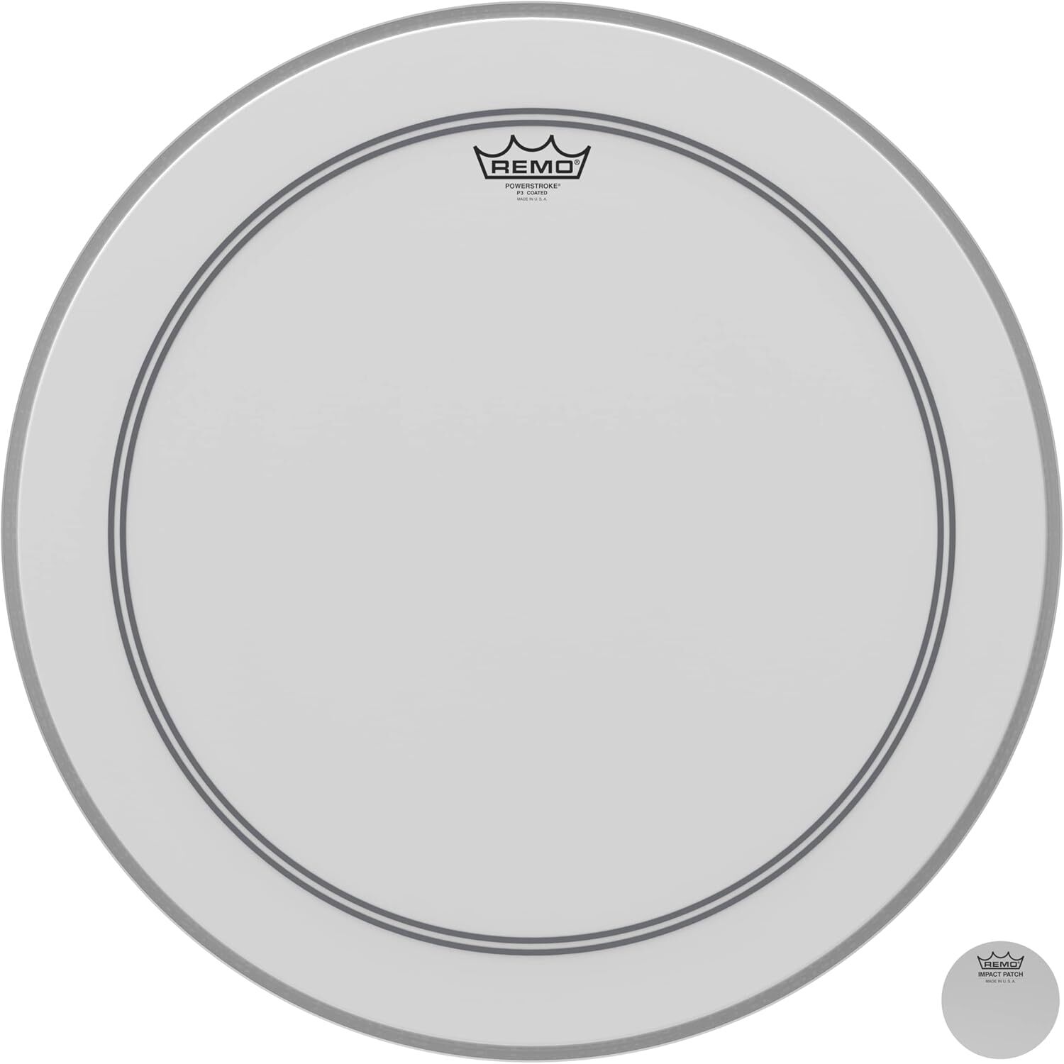 Remo P31122C2 PowerStroke 3 22 Coated Bass Drum Head w/ 2 1/2 Impact Patch