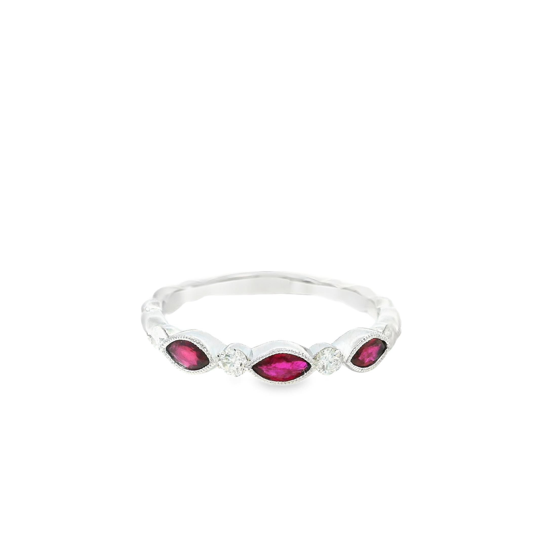 0.31cttw Natural Ruby & 0.16cttw Natural Diamond Band Set in 14K White Gold