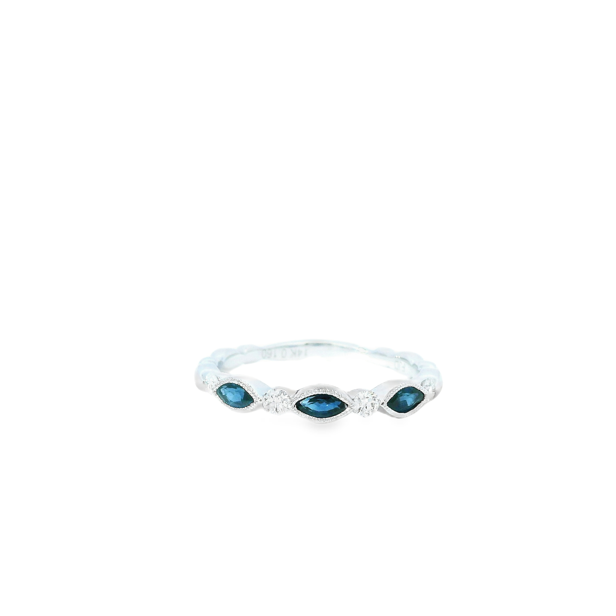 0.38cttw Natural Blue Sapphire & 0.16cttw Natural Diamond Band Set in 14K White Gold