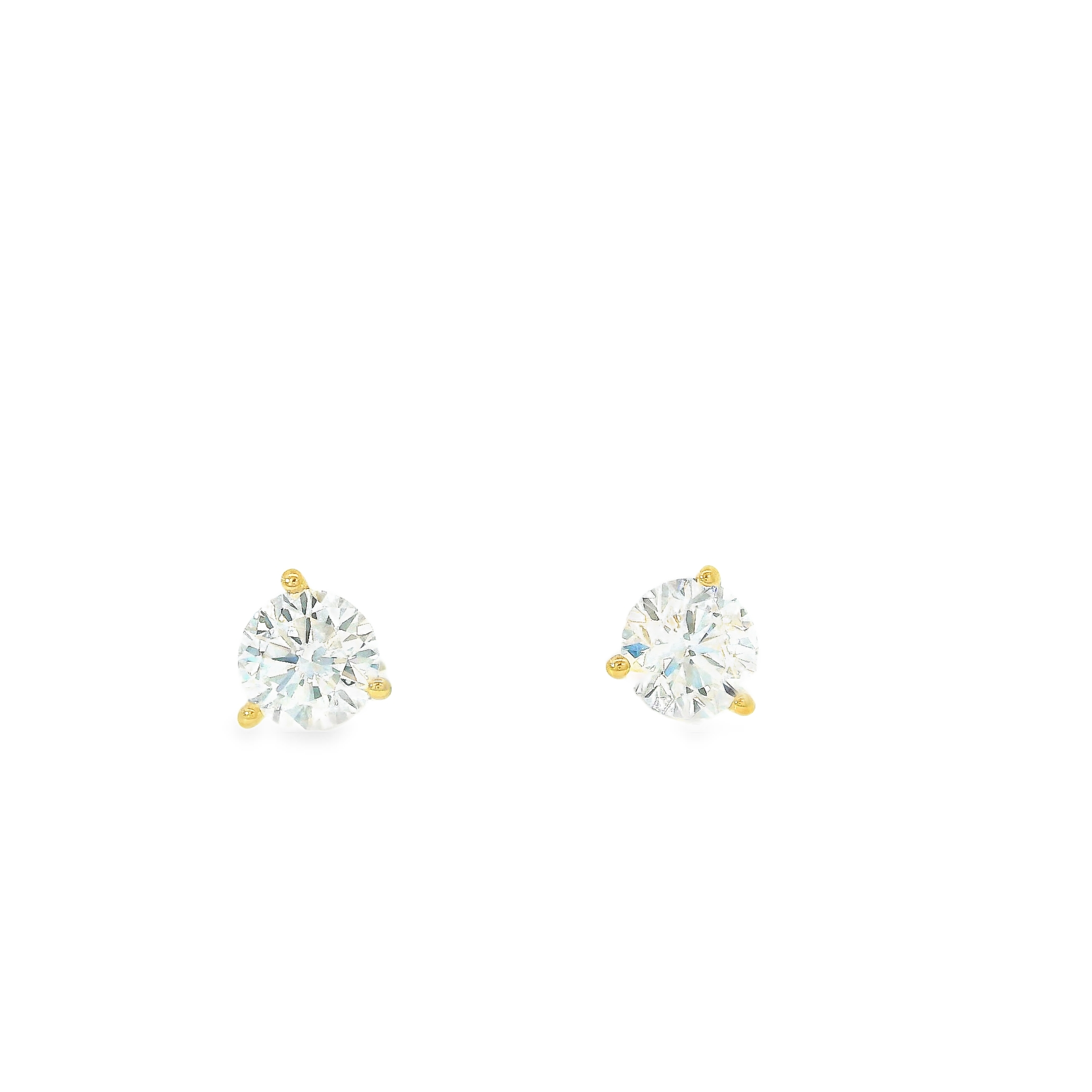 0.83cttw Round Brilliant LAB Diamond Stud Earrings Set in 14K Yellow Gold 