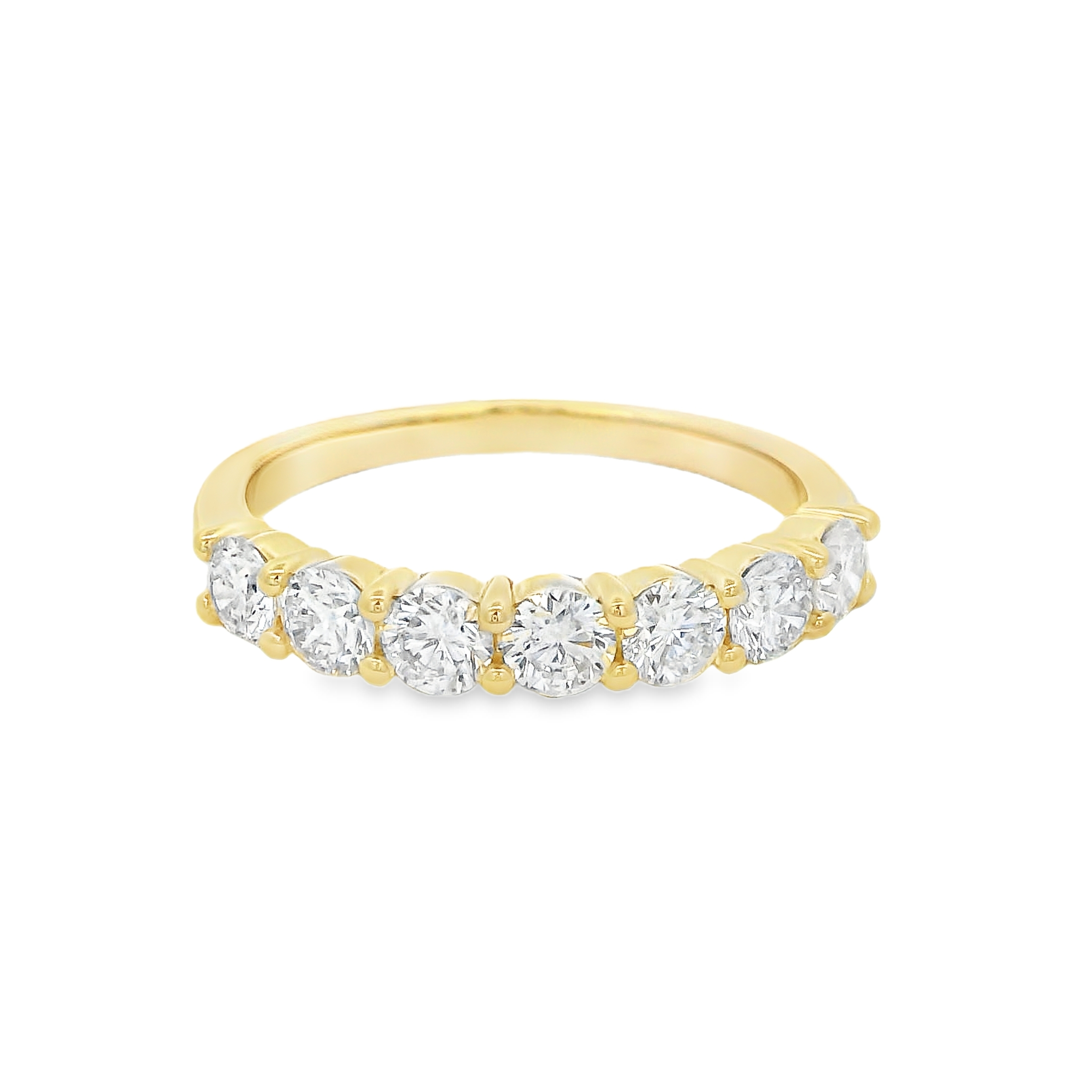 0.95cttw 7 Stone LAB Grown Diamond Anniversary Band Set in 14K Yellow Gold 