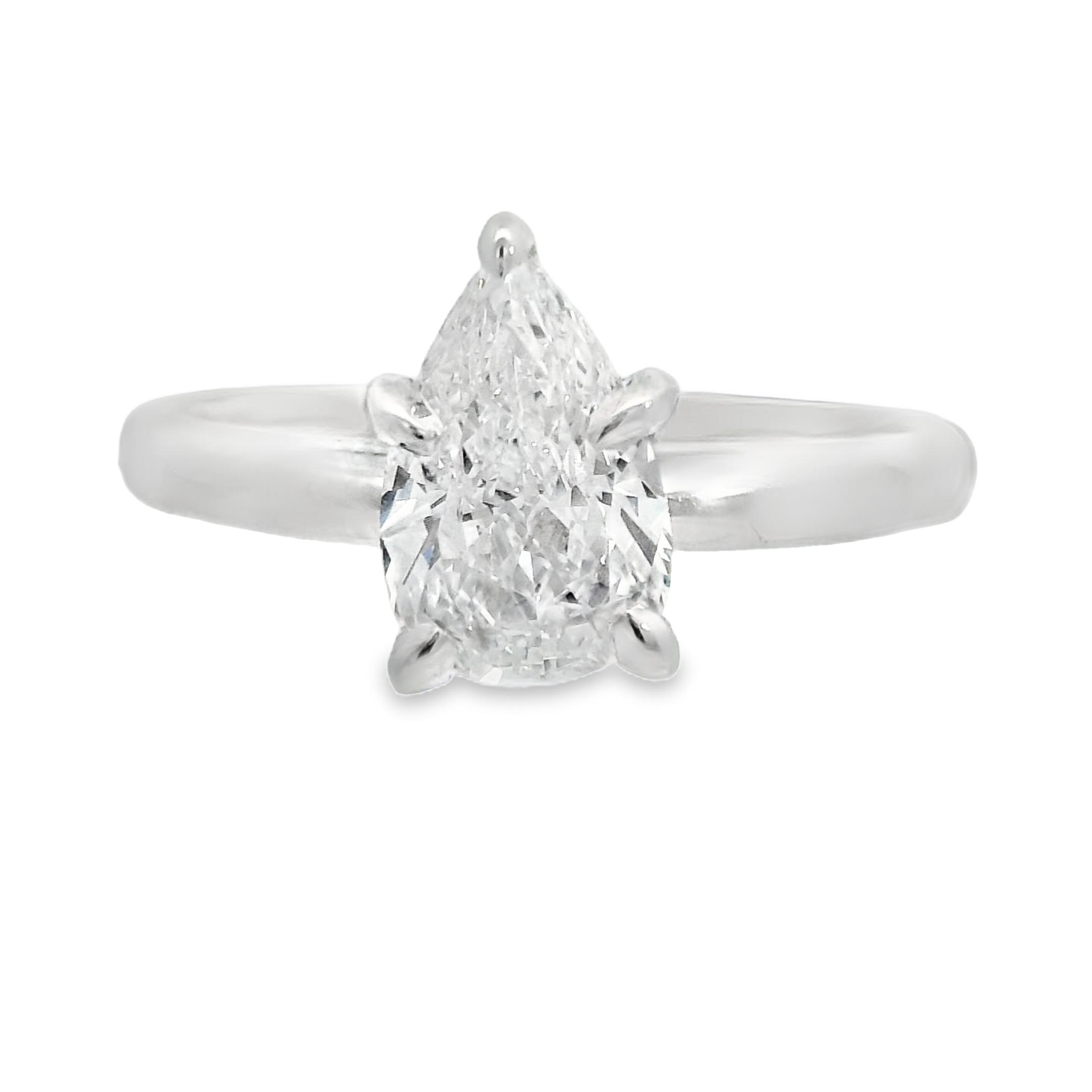 0.97CT D SI2 Pear Shape Natural Diamond GIA Certified Set in 14K White Gold