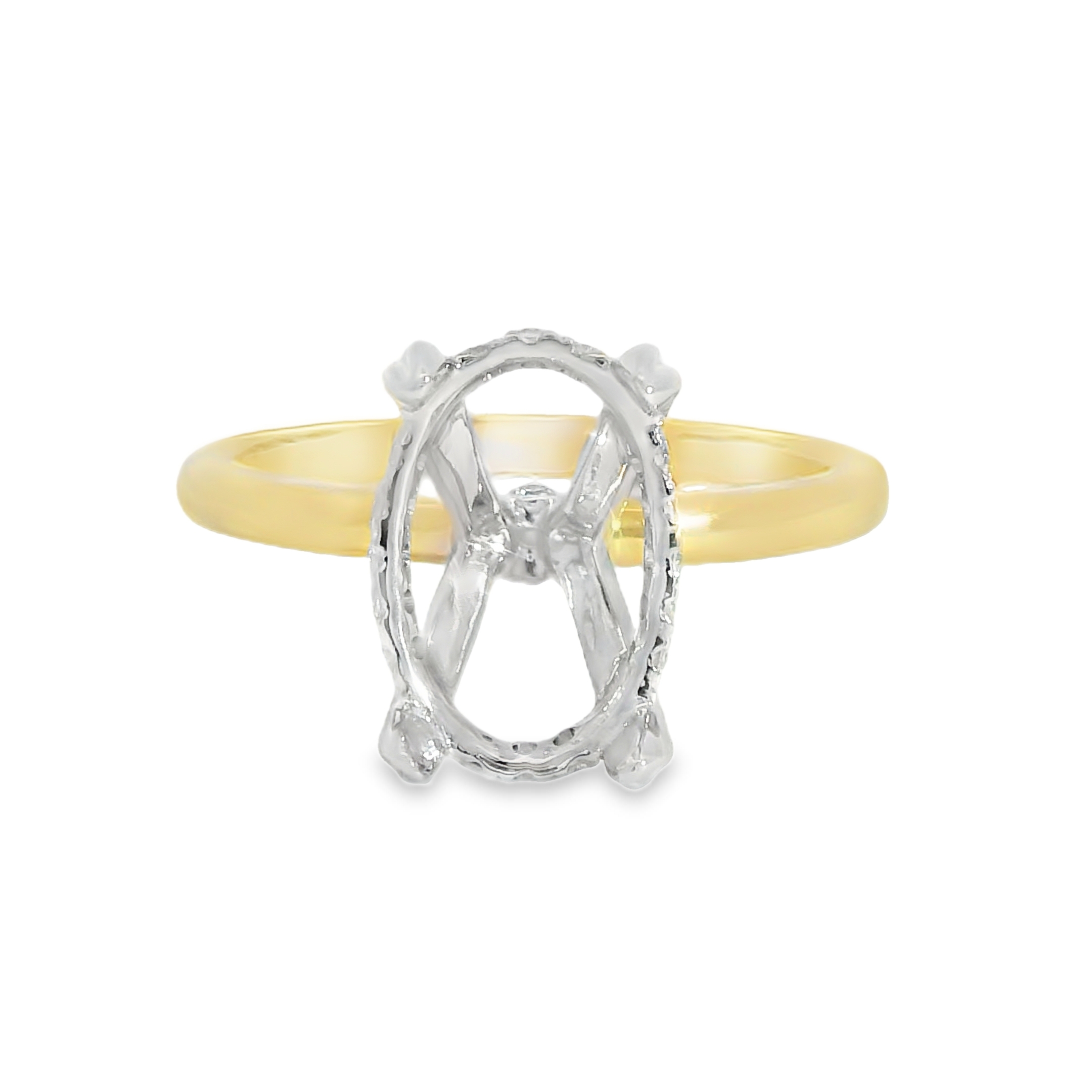 3.03CT E VS1 Oval LAB Diamond Set in 2-Tone 14K Gold with / 0.12cttw LAB Diamond Hidden Halo 