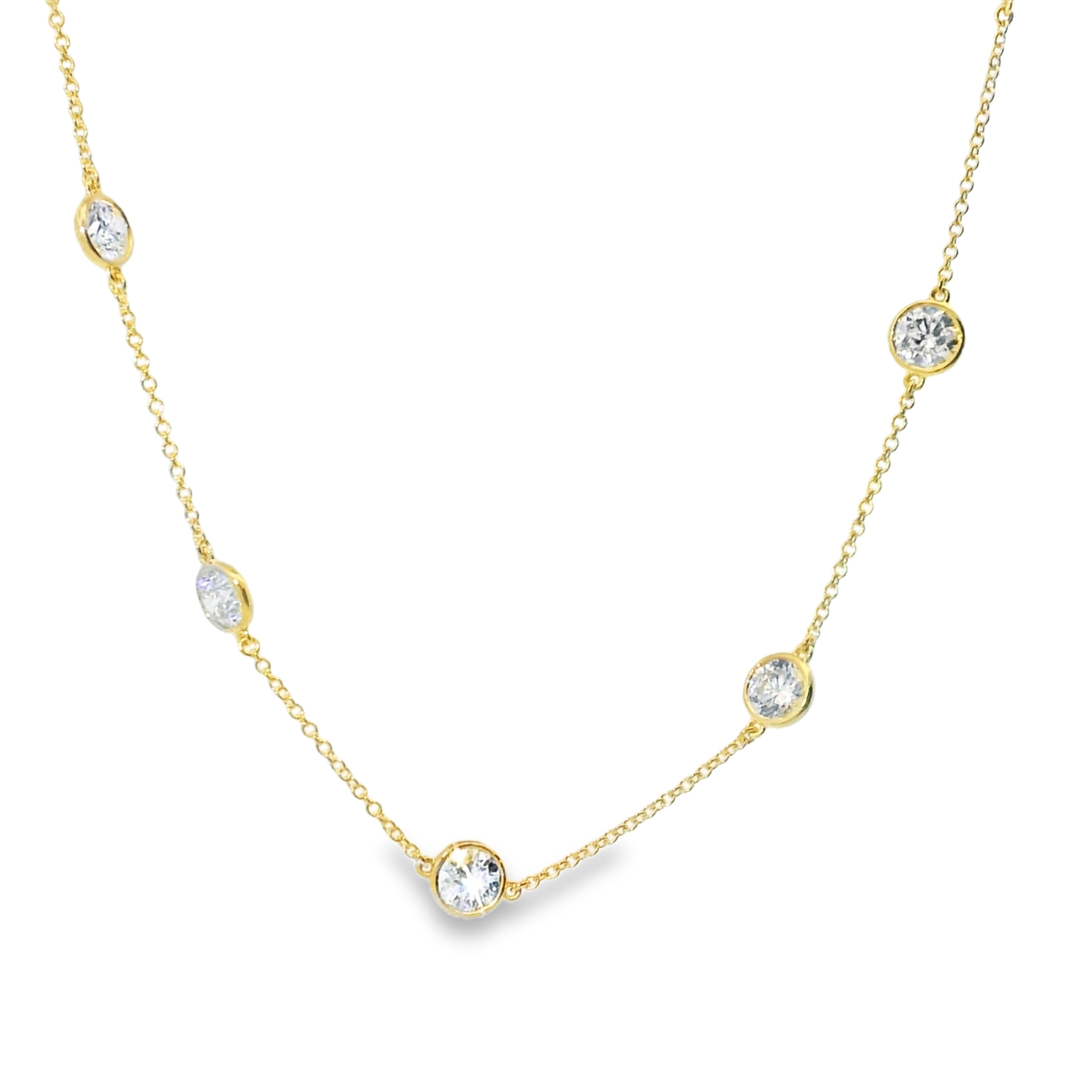 15 Stone 4.44cttw LAB Diamonds By The Yard Necklace set in 14K Yellow Gold 