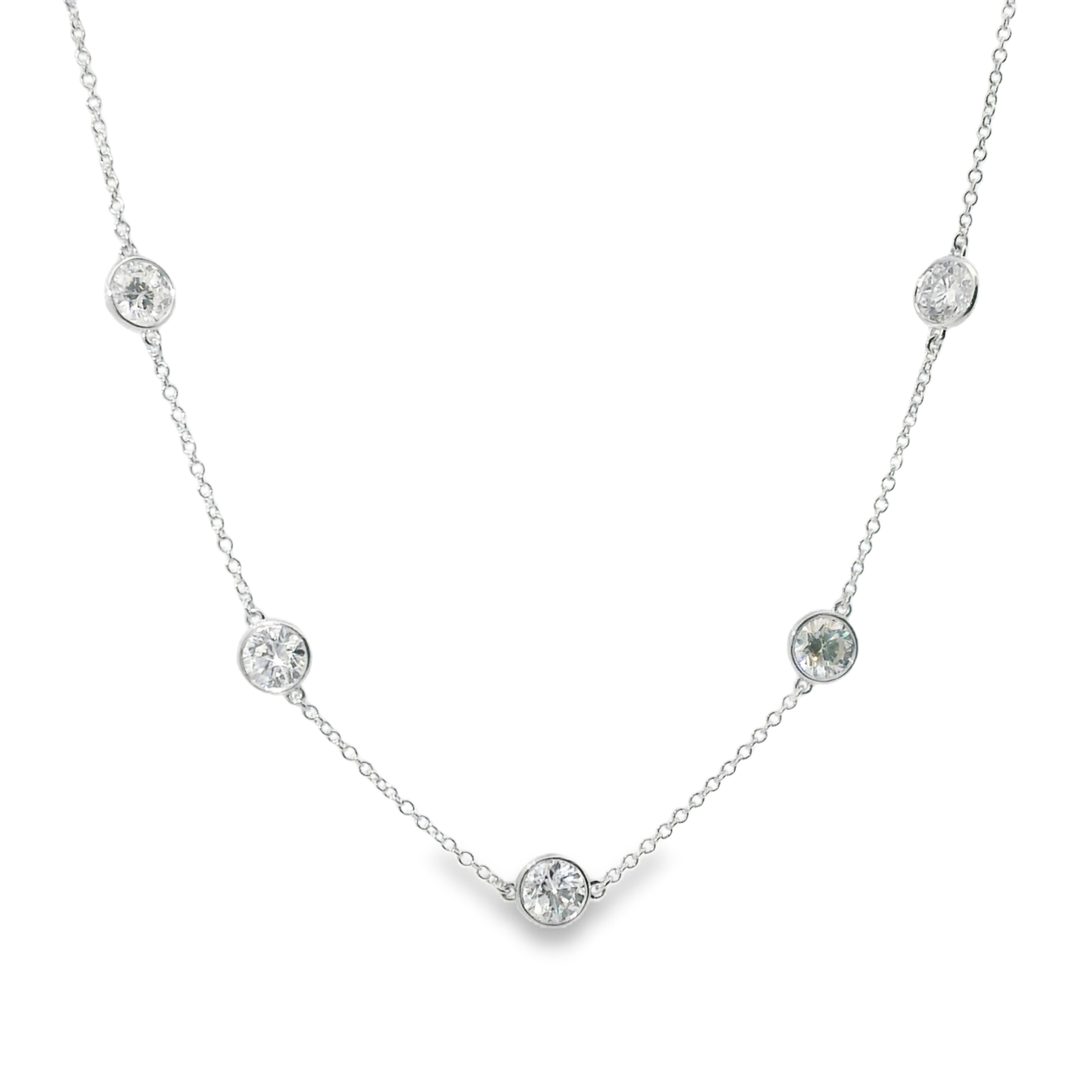 15 Stone 4.56cttw LAB Diamonds By The Yard Necklace set in 14K White Gold