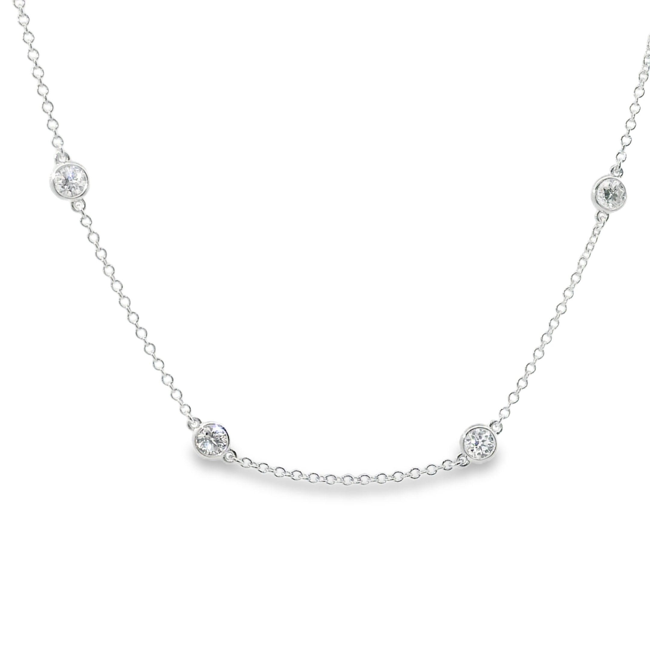 1.09cttw 15 Stone LAB Diamonds By The Yard Necklace set in 14K White Gold  