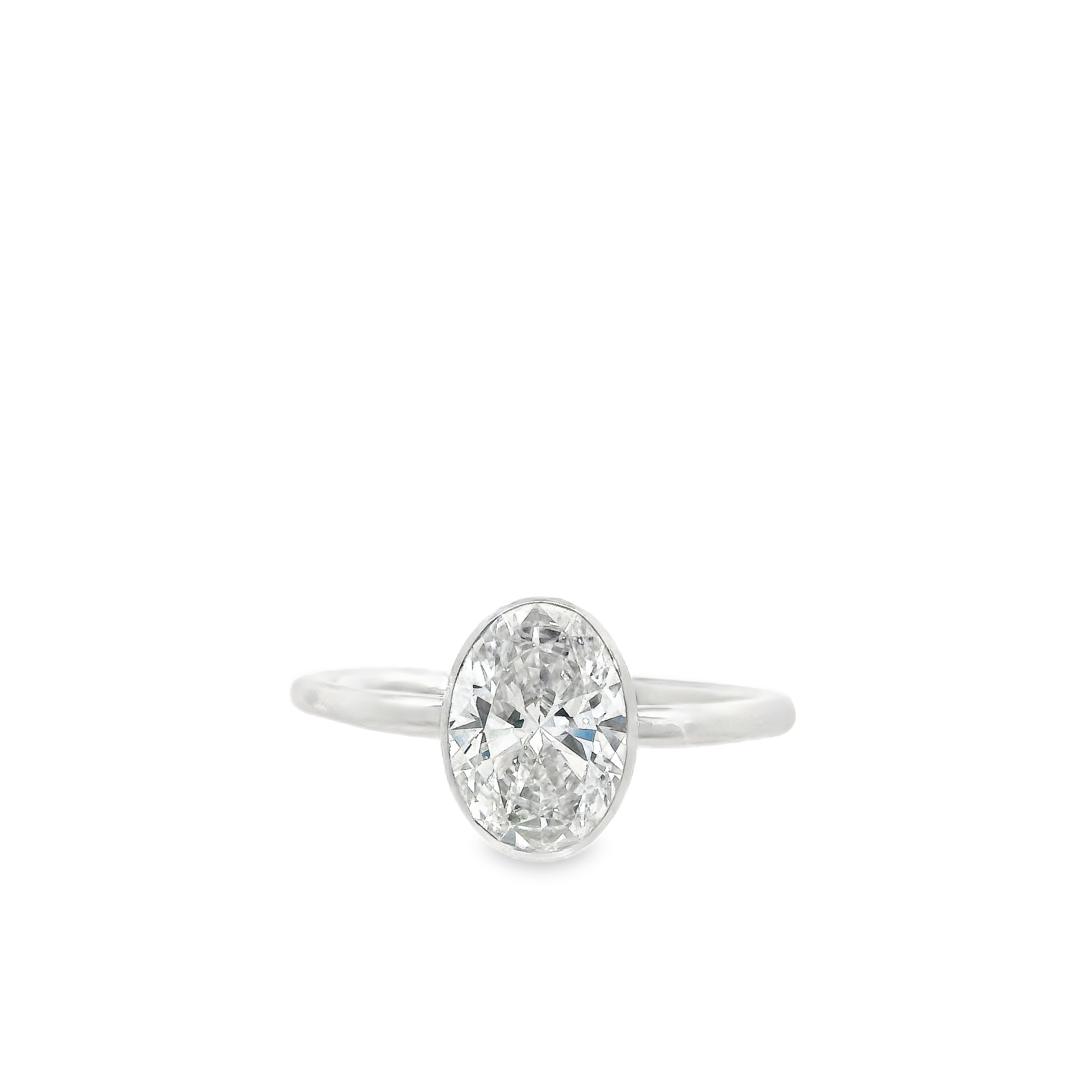 1 & 1/2 CT Oval LAB Diamond Set in 14K White Gold Micro Bezel Setting