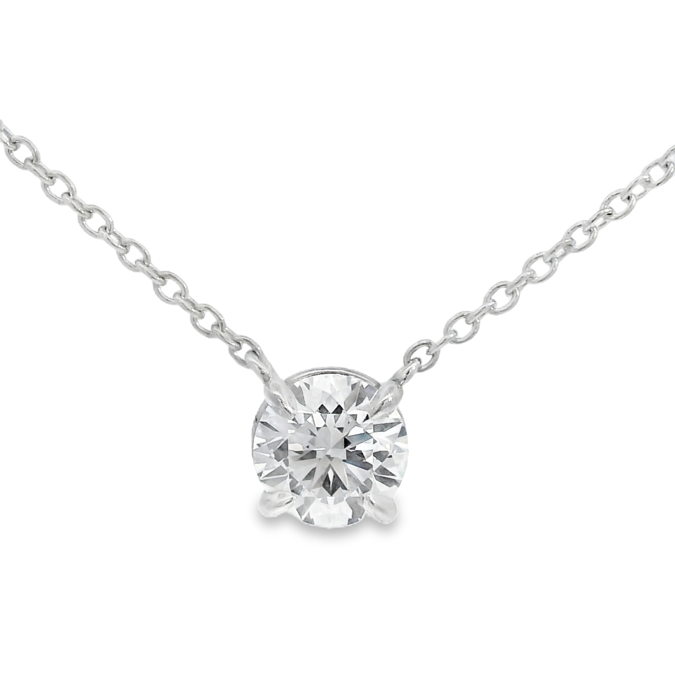 1.24CT D VVS2 Round LAB Diamond Solitaire Pendant w/Chain 14K White Gold IGI Certified 