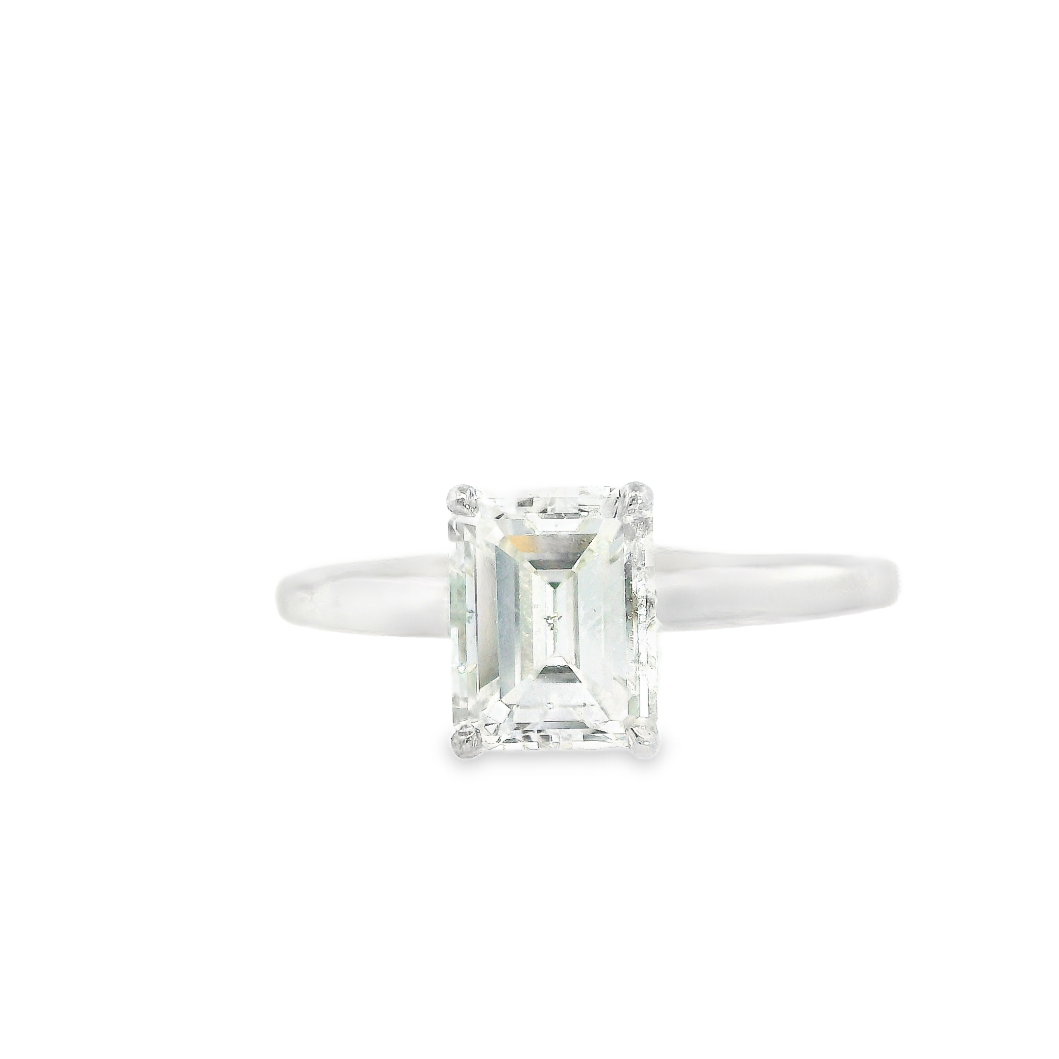 1.27CT G SI2 Emerald Cut NATURAL Diamond GIA Certified Set in 14K White Gold w/ 0.05cttw Natural Diamonds in a Hidden Halo