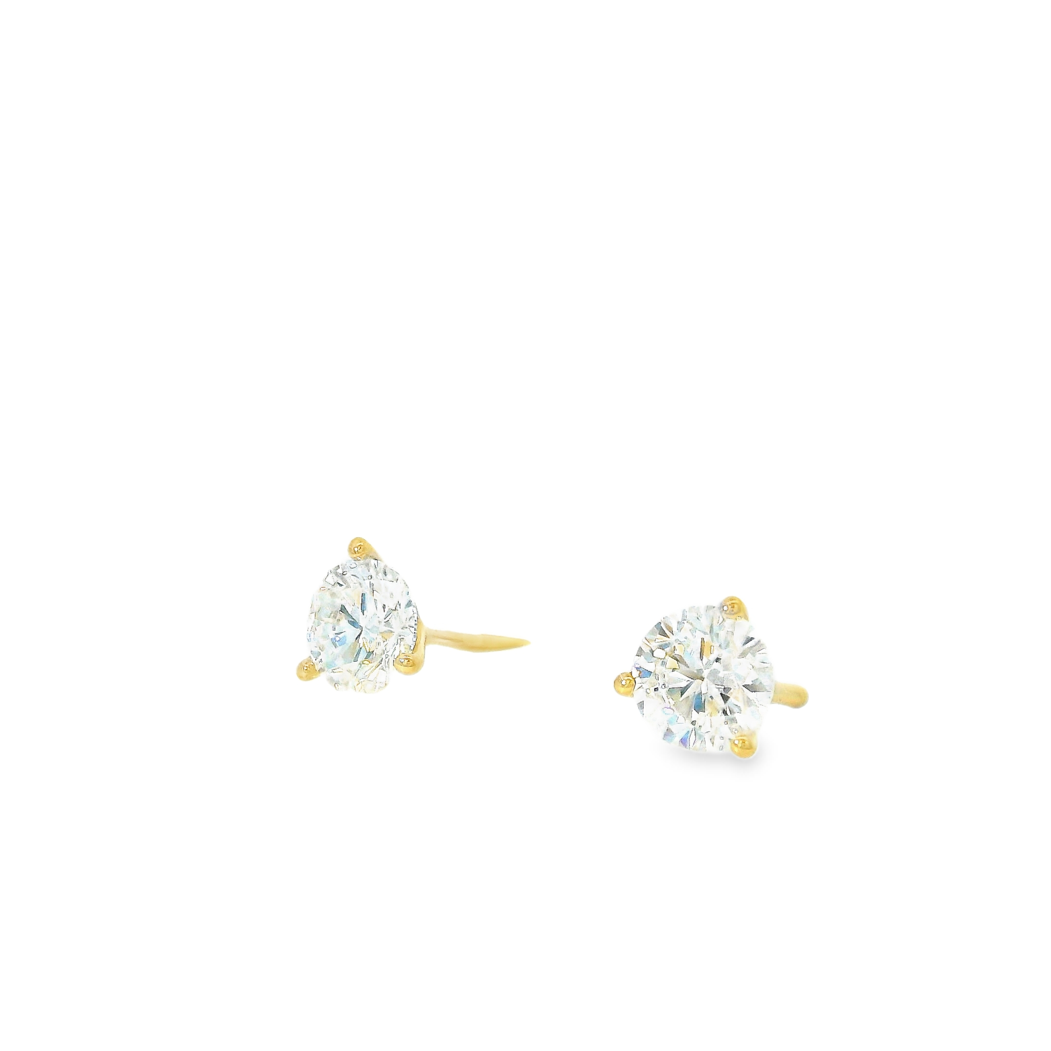 1.39cttw Round Brilliant LAB Diamond Stud Earrings Set in 14K Yellow Gold with Screw Back Backings