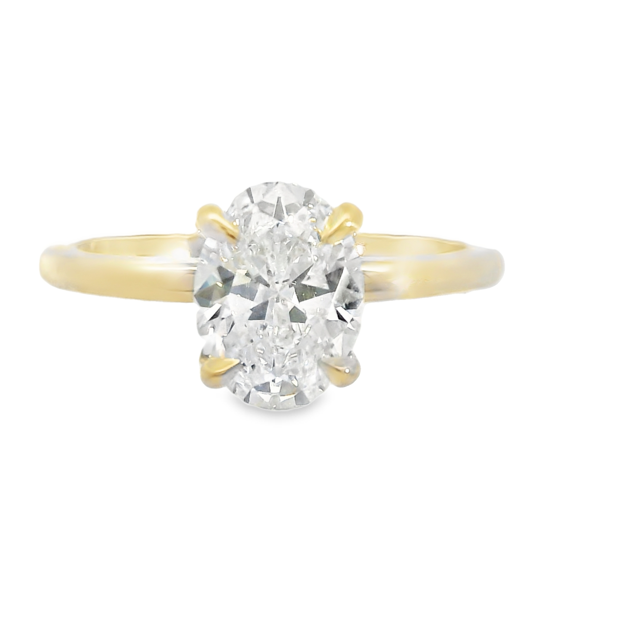 1.50CT E VVS1 OVAL LAB Diamond EGL Certified Set in 14K Yellow Gold