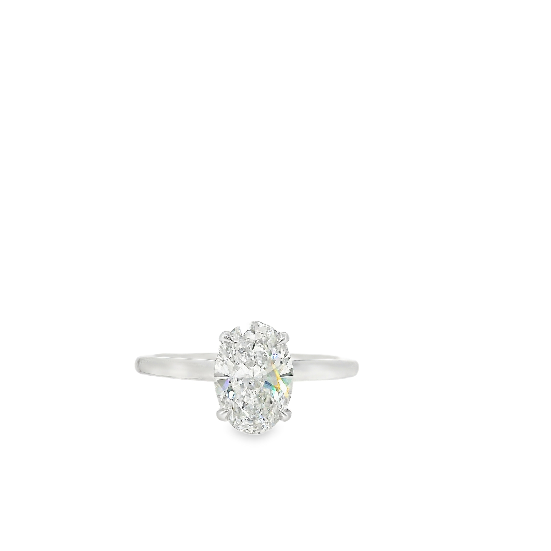 1.51CT F VS1 OVAL LAB Diamond IGI Certified Set in 14K White Gold w/ 0.06cttw Natural Diamond Hidden Halo 