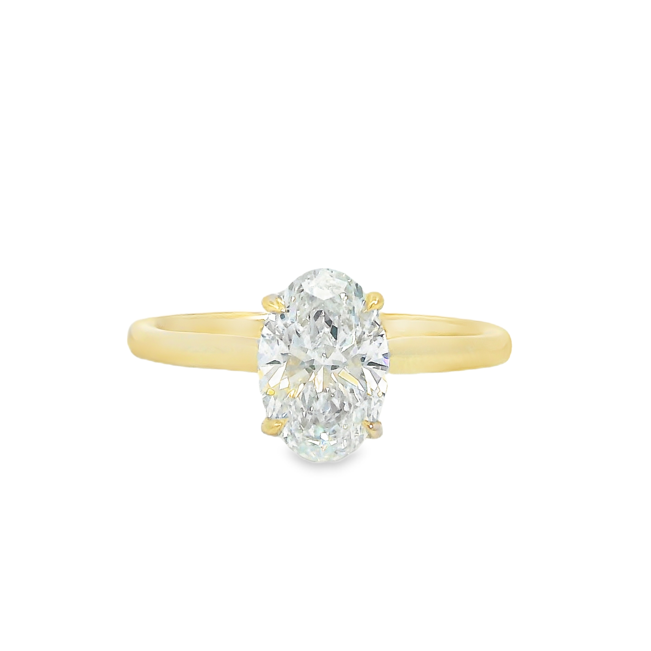 1.52CT D VS1 OVAL LAB Diamond IGI Certified Set in 14K Yellow Gold w/ 0.06cttw Natural Diamond Hidden Halo 