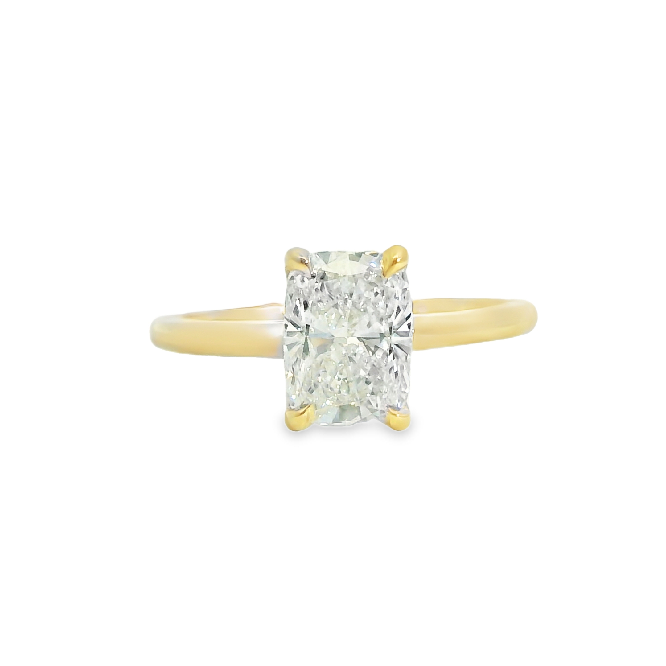 1.58CT D VS1 Elongated Cushion Cut LAB Diamond IGI Certified Set in 14K Yellow Gold