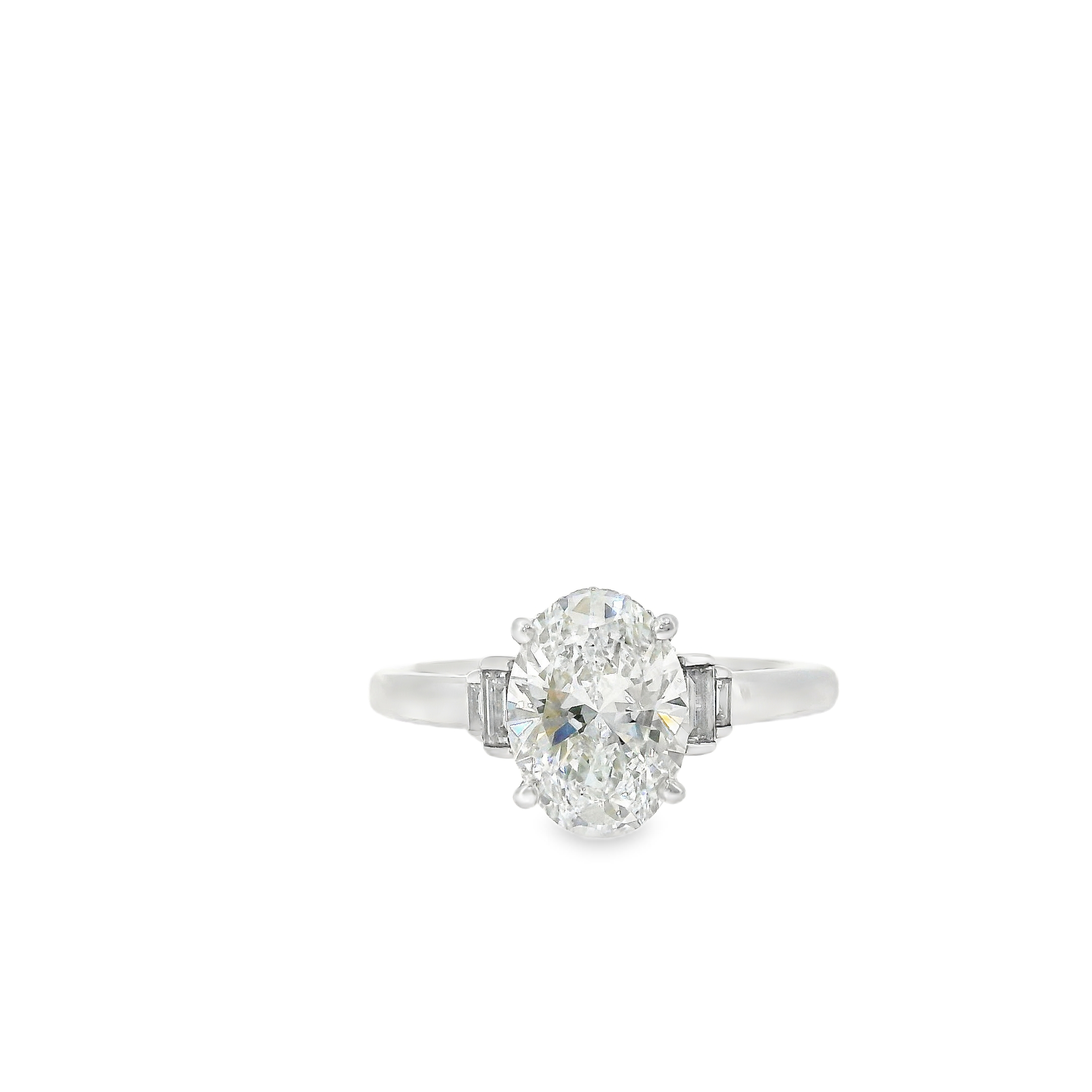 1.88ct D VS1 Oval Brilliant LAB Diamond IGI Certified Set in 14K White Gold w/ 1/3cttw LAB Accent Stones