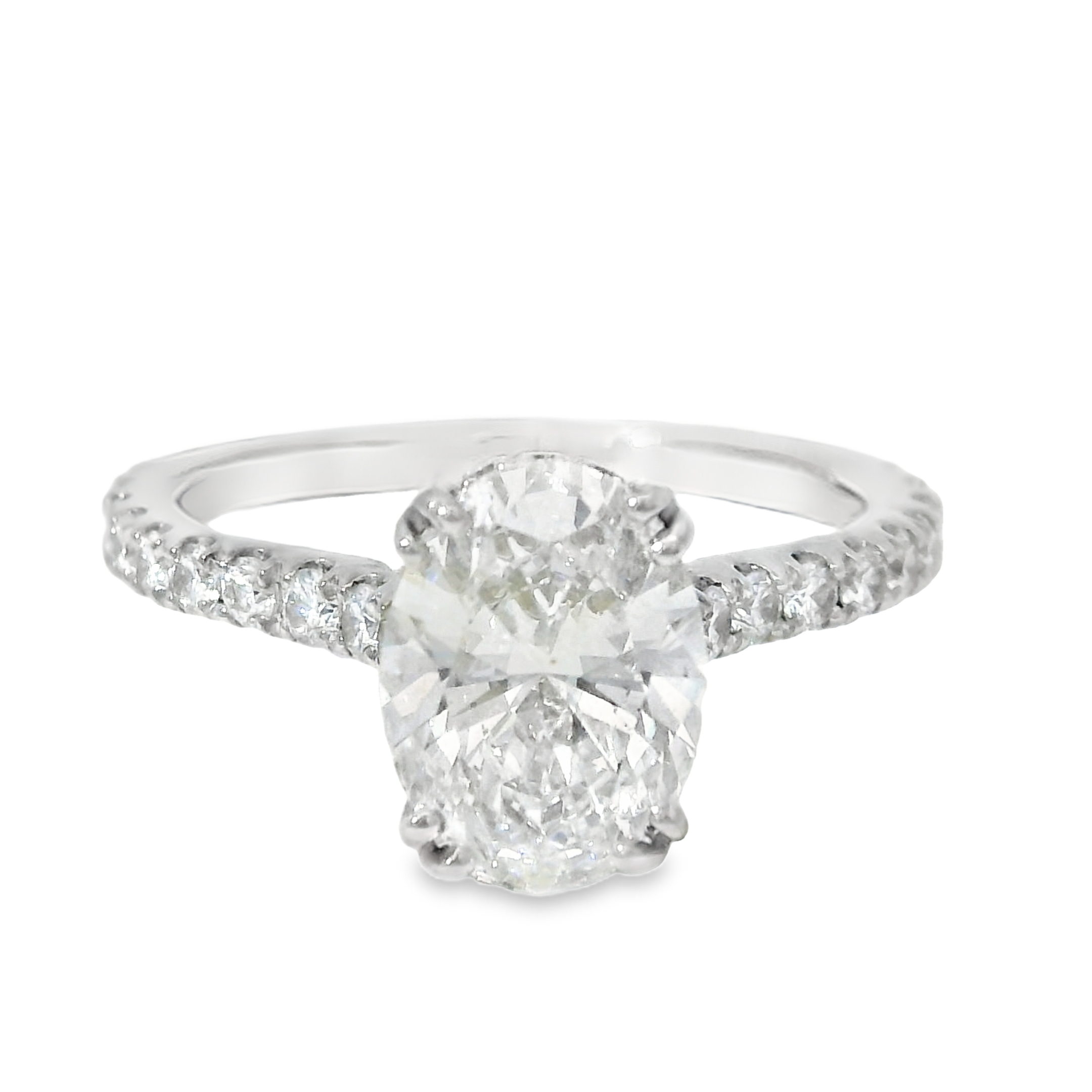 1.88ct D VS1 Oval Brilliant LAB Diamond IGI Certified Set in 14K White Golds w/ 5/8cttw Accent Stones