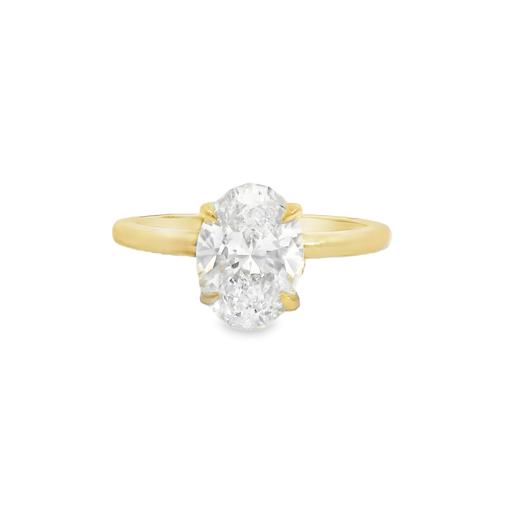 1.91CT D VS2 Oval LAB Diamond IGI Certified Set in 14K Yellow Gold