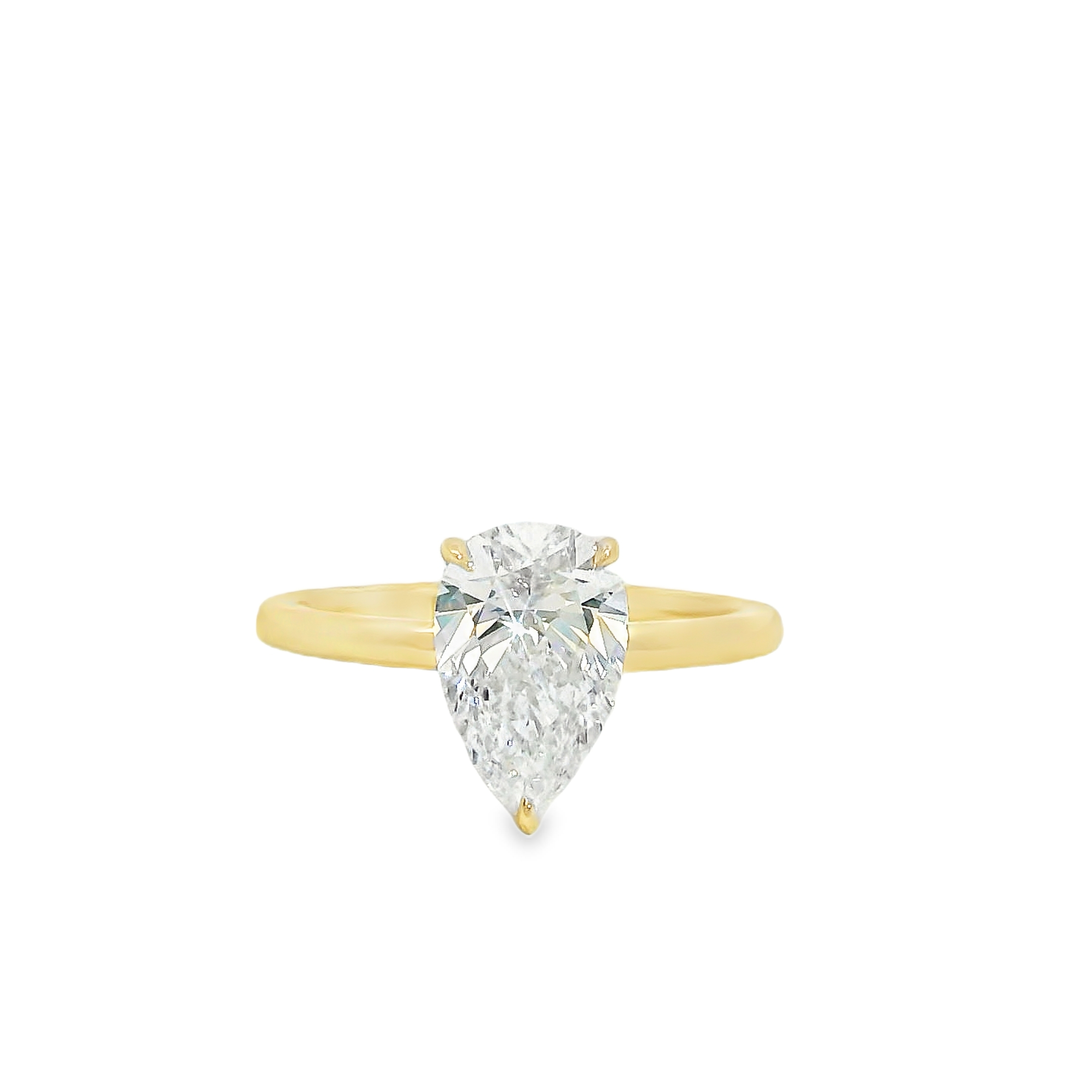 2.03CT Pear Brilliant LAB Diamond IGI Certified Set in 14K Yellow Gold w/ 1/8cttw Natural Diamond Hidden Halo