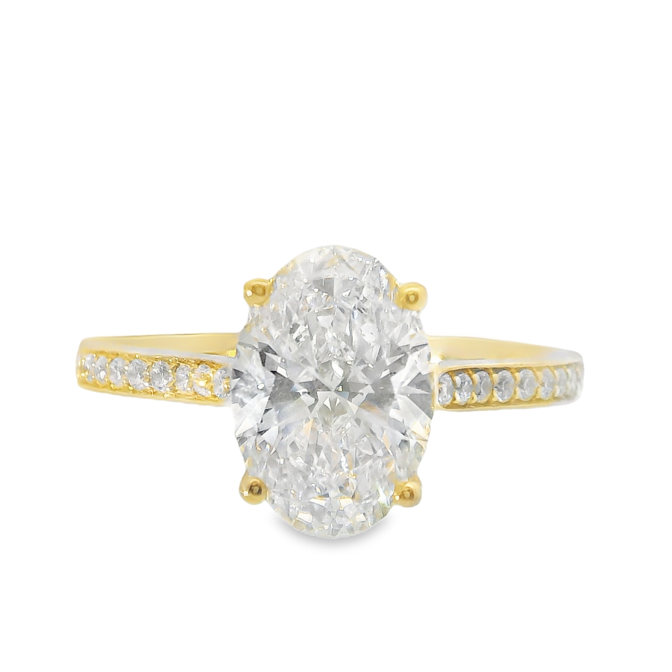 2.04CT F VS1 OVAL Brilliant LAB Diamond Set in 14K Yellow Gold w/1/6cttw 