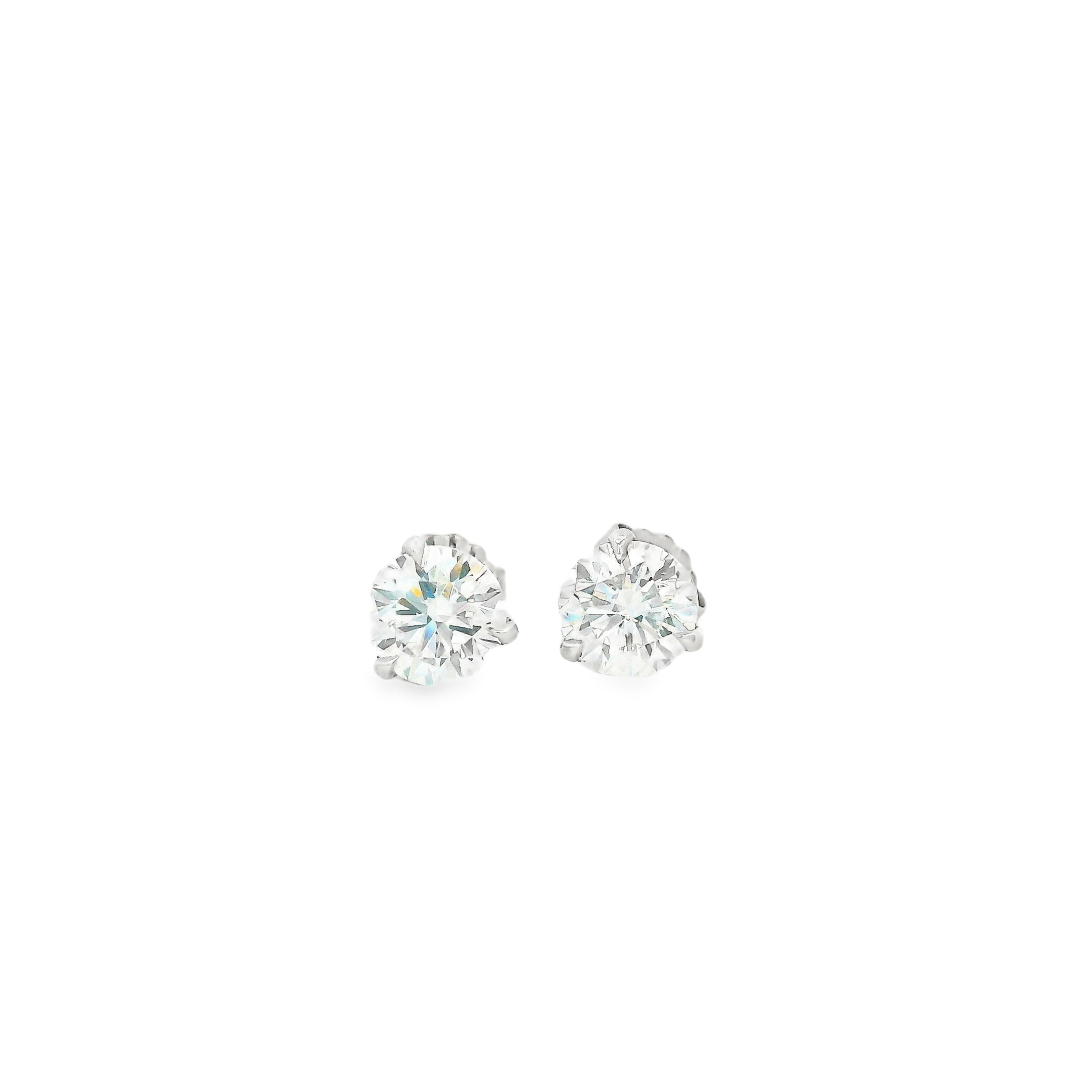 2.04cttw D VVS1 Round Brilliant LAB Diamond Stud Earrings Set in 14K White Gold