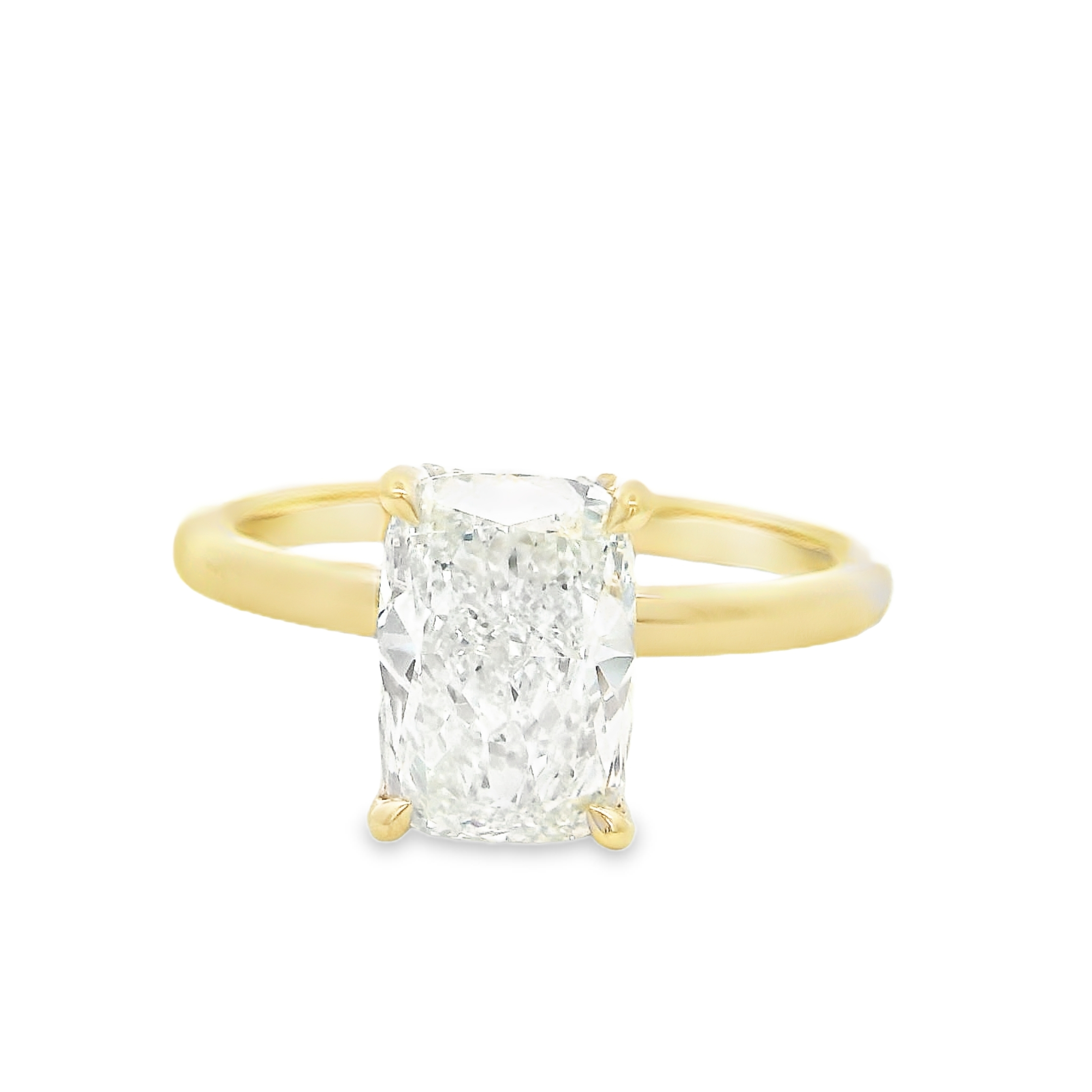 2.17ct F VVS2 Cushion Cut LAB Diamond IGI Certified Set in 14K Yellow Gold w/0.09cttw Hidden Halo