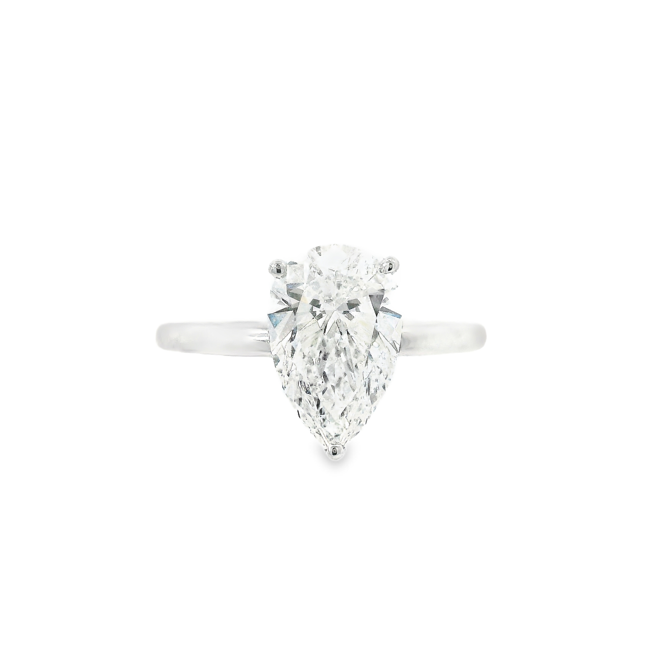 2.27CT D VS1 Pear Shape LAB Diamond IGI Certified Set in 14K White Gold w/ 1/8cttw Hidden Halo