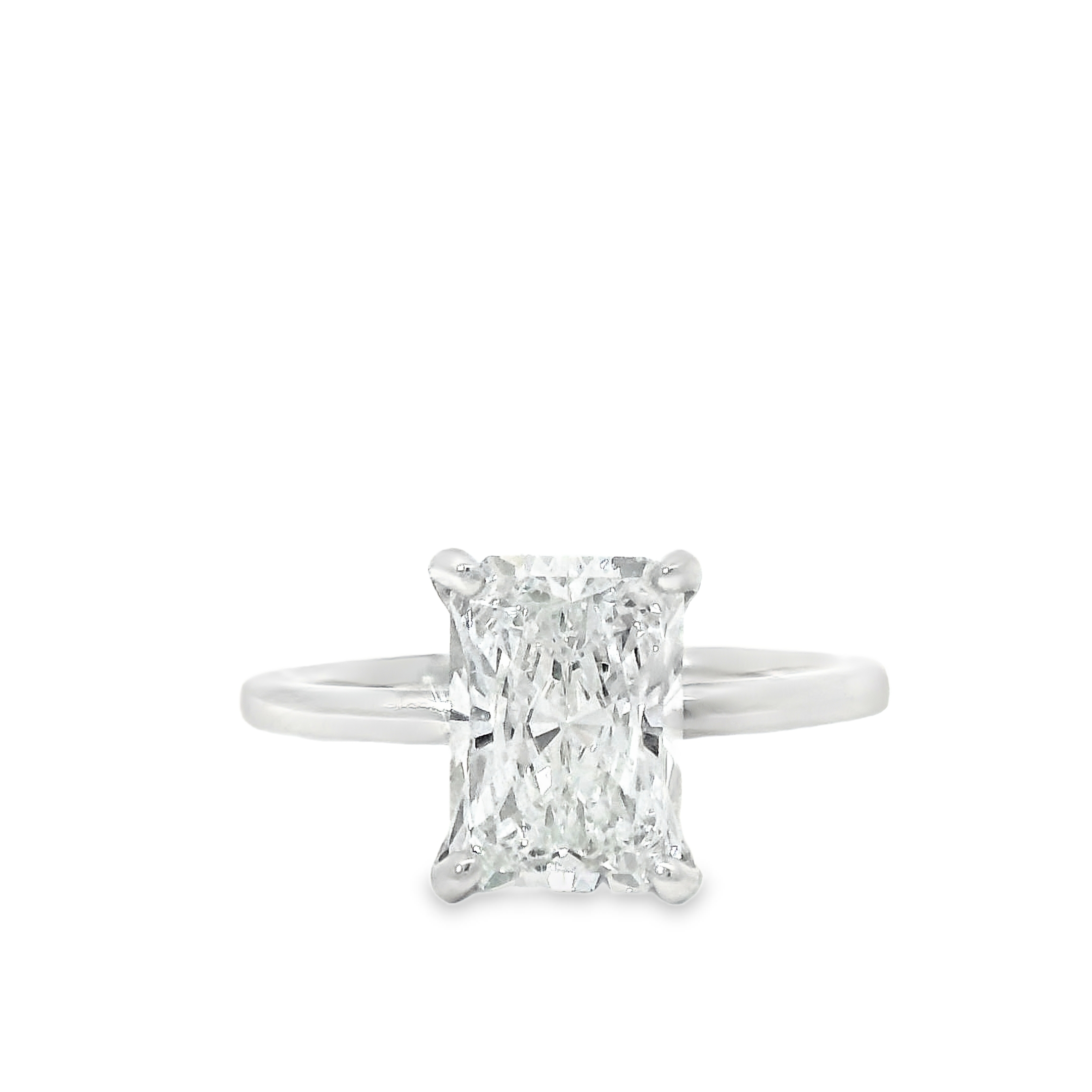 2.27CT E VS1 Radiant Cut LAB Diamond Set in 14K White Gold w/ Hidden Halo - IGI Certified