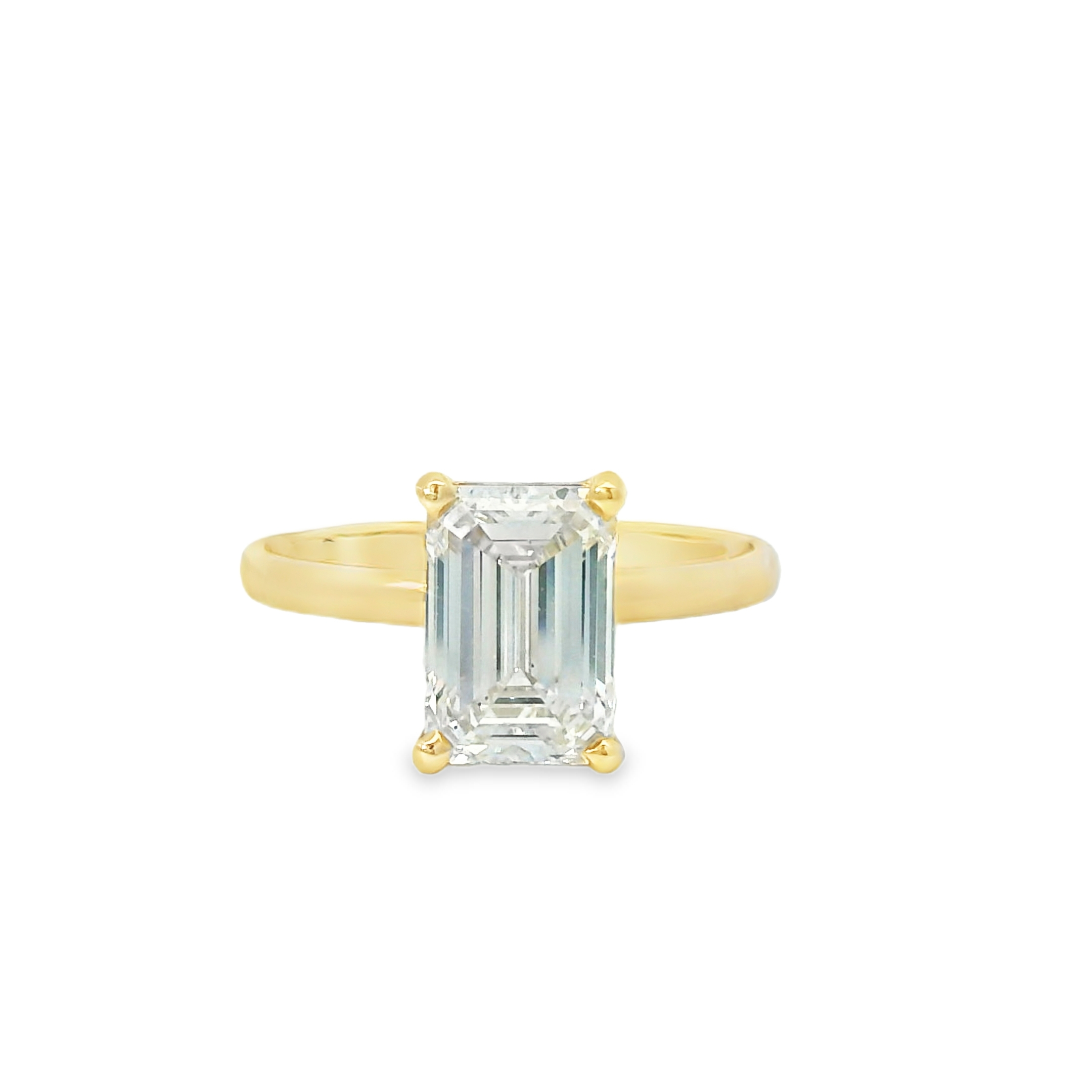 2.42CT H VS2 Emerald Cut LAB Diamond Set in 14K Yellow Gold (A. JAFFE)