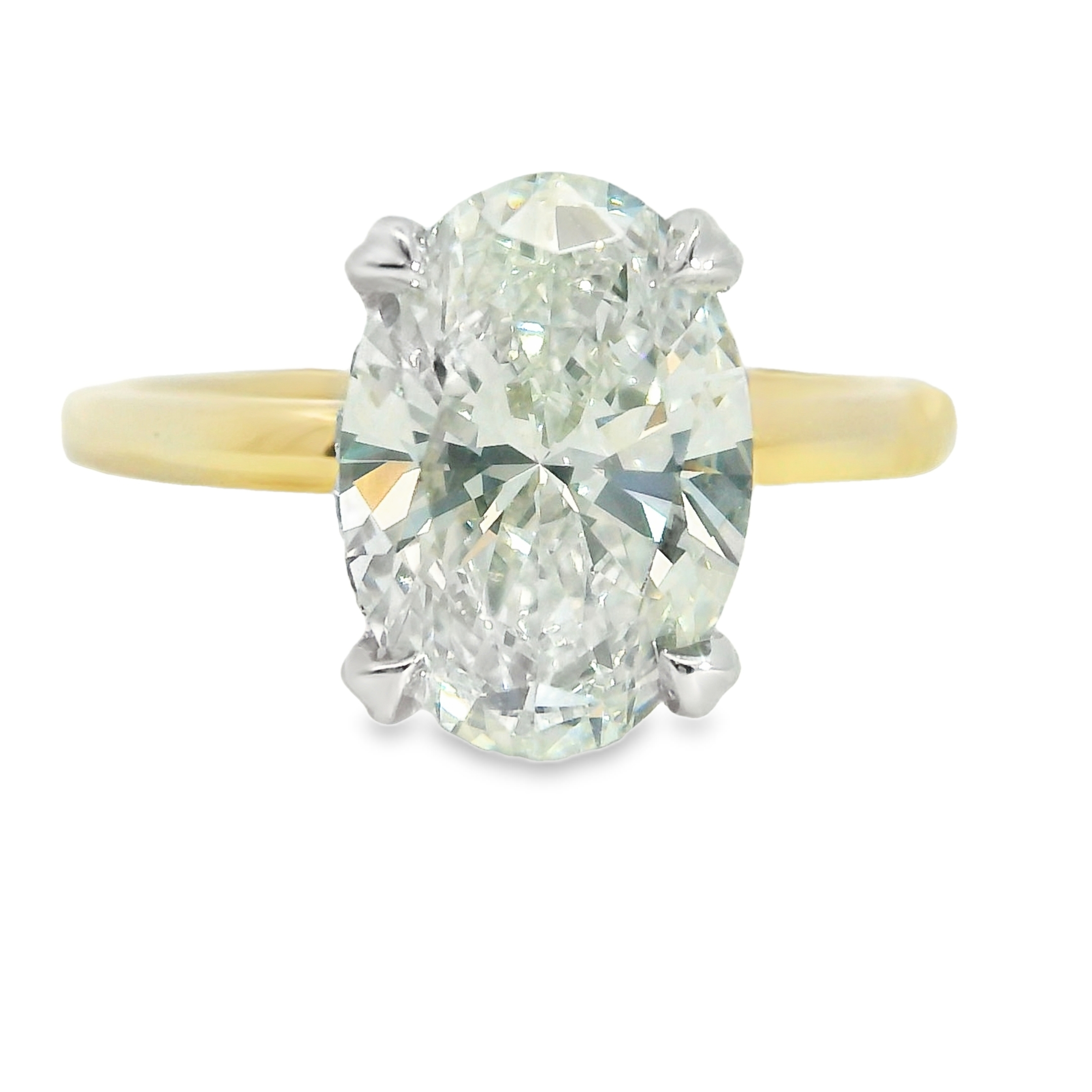 2.51CT F VS1 Oval LAB Diamond IGI Certified Set in 2-Tone 14K Gold with / 0.10cttw LAB Diamond Hidden Halo  