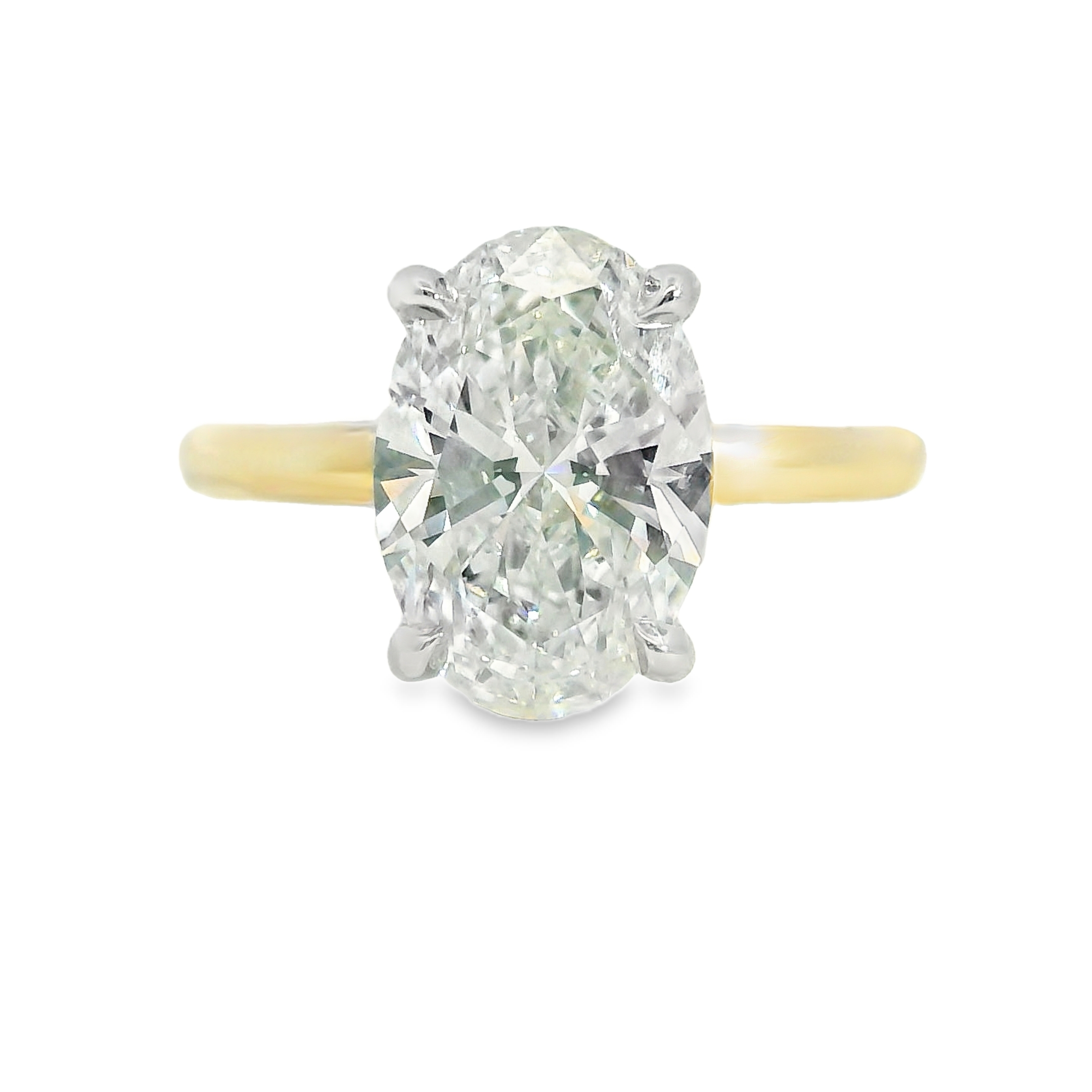 2.55CT F VS1 Oval LAB Diamond Set in 2-Tone 14K Gold with / 0.12cttw LAB Diamond Hidden Halo 