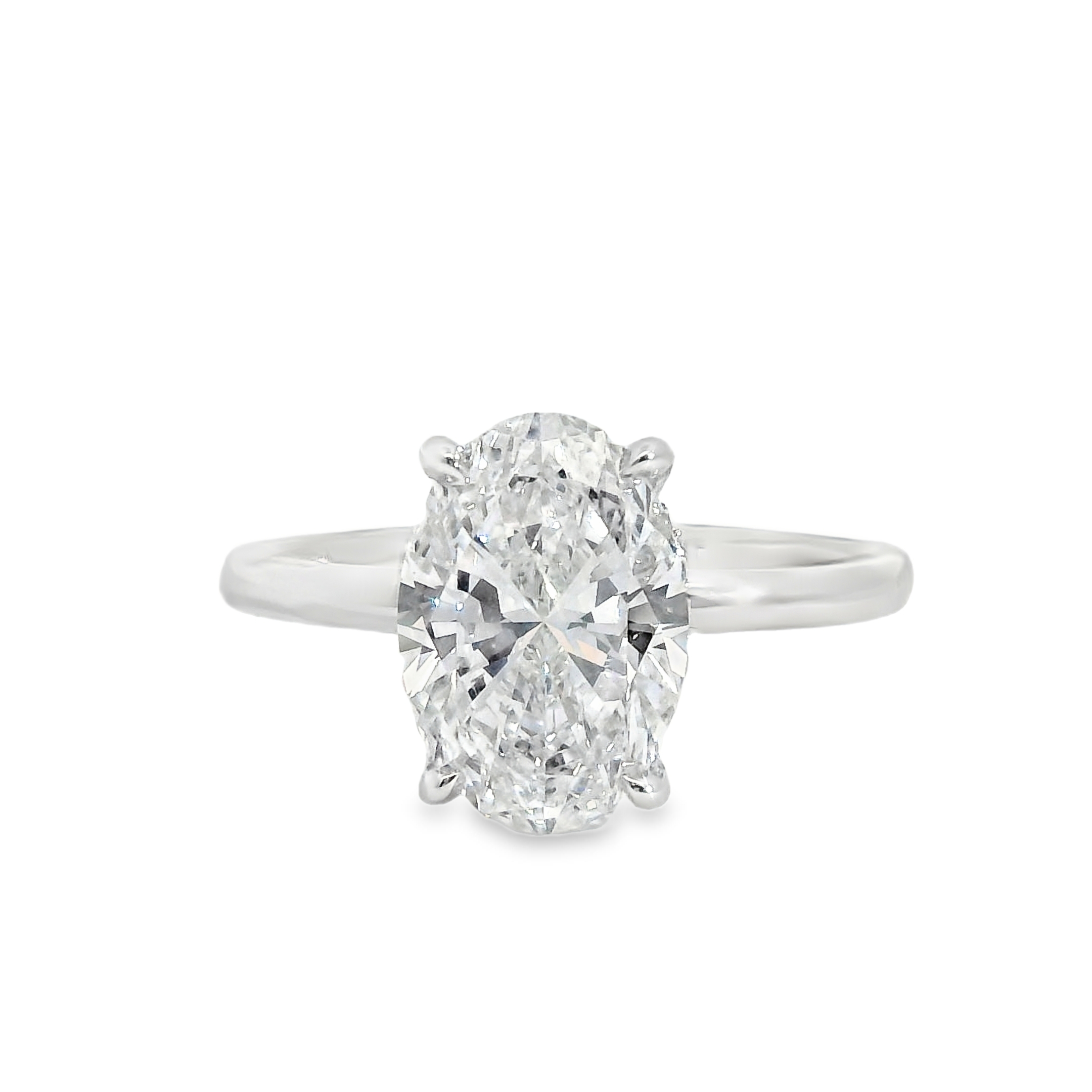 2.59CT F VS1 Oval LAB Diamond Set in 14K White Gold with 1/10cttw LAB Accent Diamonds  Hidden Halo
