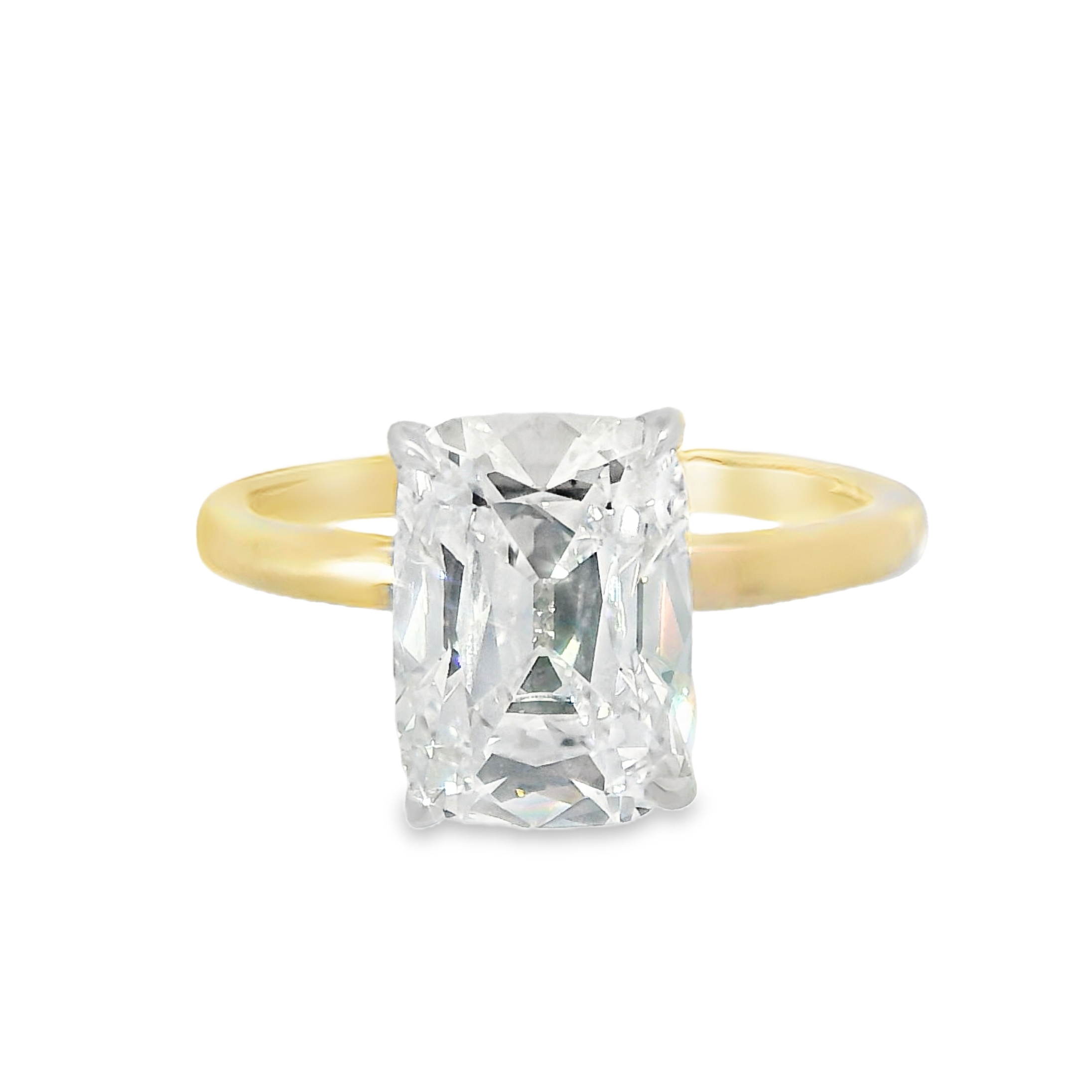 2.60CT E VS1 Antique Cushion Cut LAB Diamond - IGI Certified - Set in 14K 2-Tone Gold