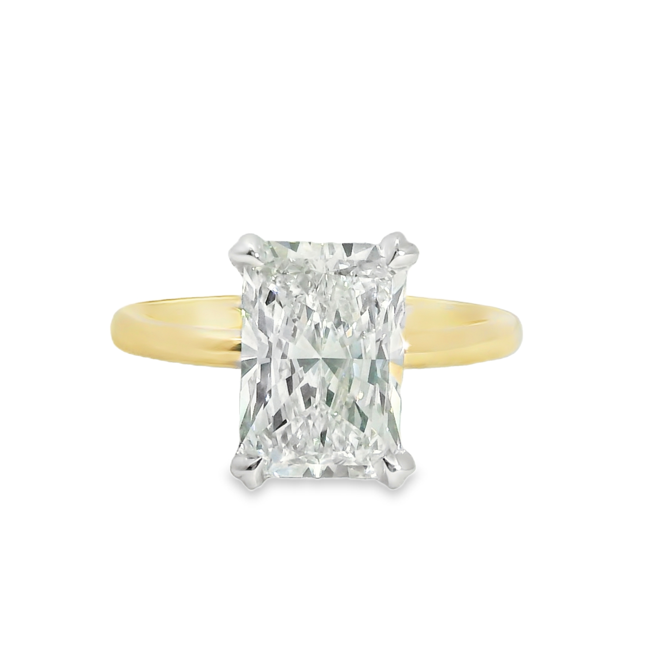 2.72CT E VS1 Radiant Cut LAB Diamond Set in 14K 2-Tone Gold with / 0.10cttw LAB Diamond Hidden Halo
