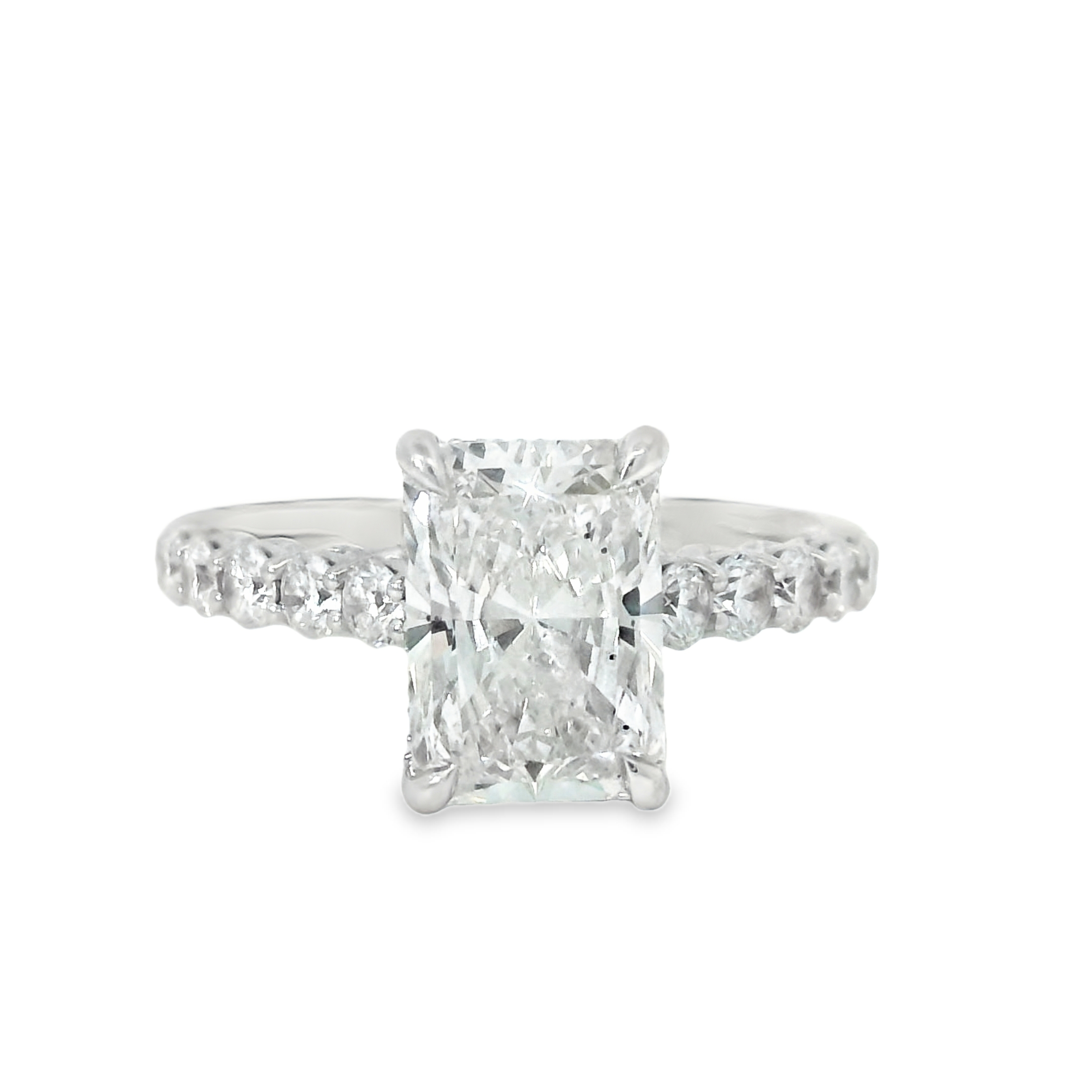2.77CT E VS2 Radiant Cut LAB Diamond IGI Certified Set in 14K White Gold w/ 3/4cttw Lab Accent Diamonds 