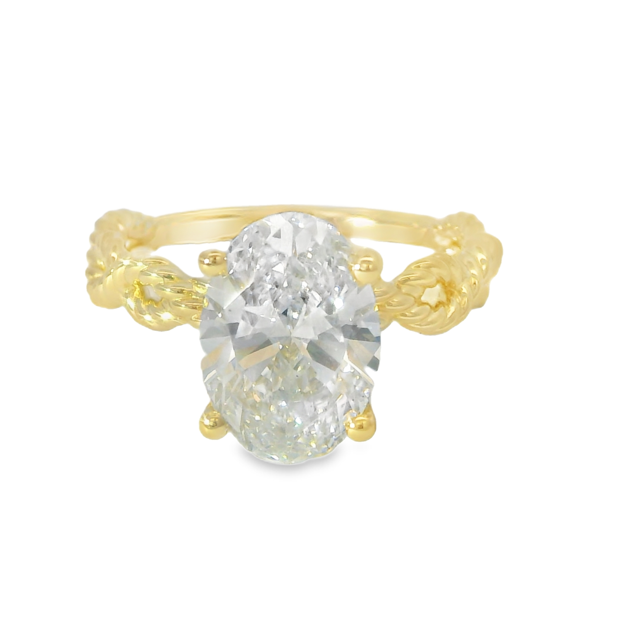2.77ct F VS2 Oval LAB Diamond IGI Certified Set in 14K Yellow Gold
