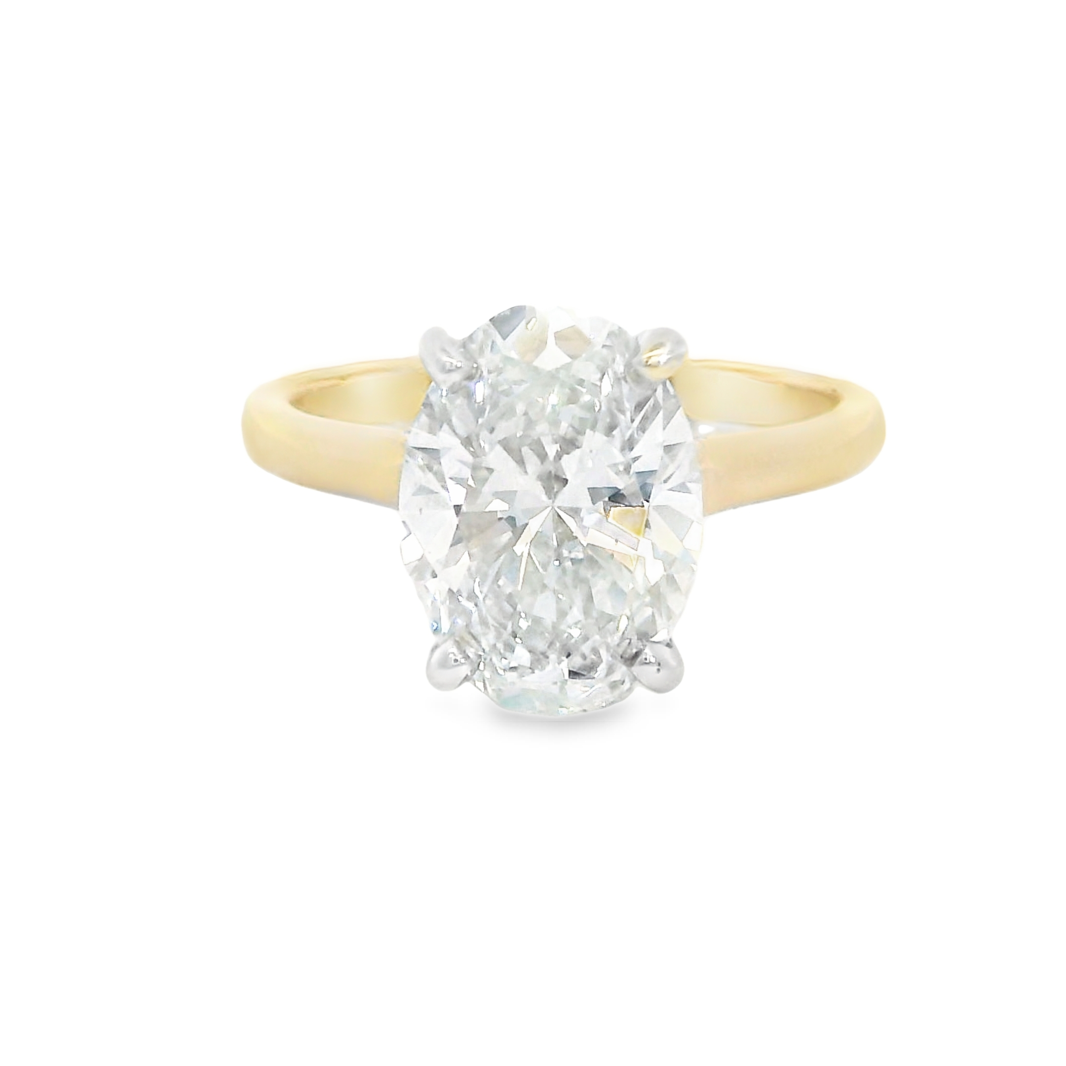2.90CT E VS2 OVAL LAB Diamond IGI Certified Set in 2-Tone 14K Gold w/ 0.11cttw Lab Hidden Halo