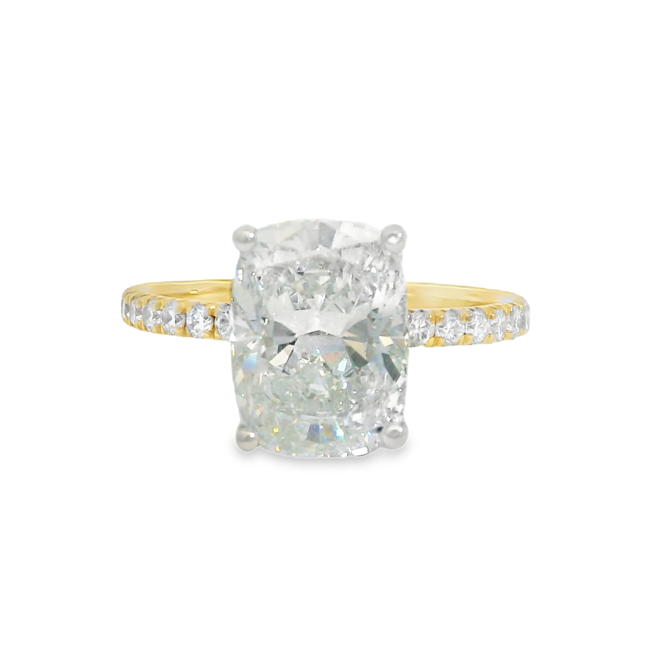 2.96CT E VS2 LAB Diamond Set in 14K 2-Tone Gold w/0.52cttw Lab Accent Diamonds