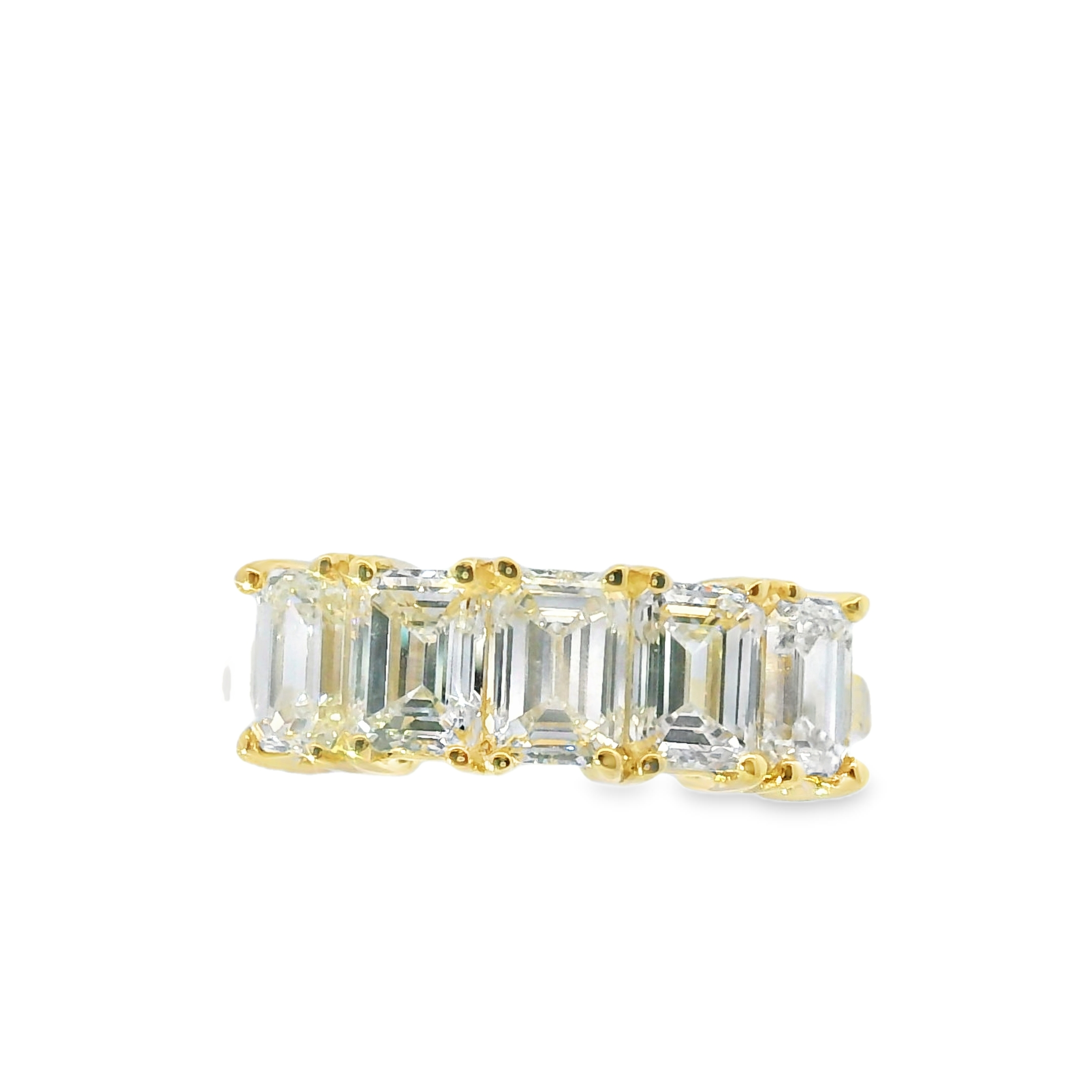 3.05cttw 5 Stone Emerald Cut LAB Diamond Band set in 14K Yellow Gold