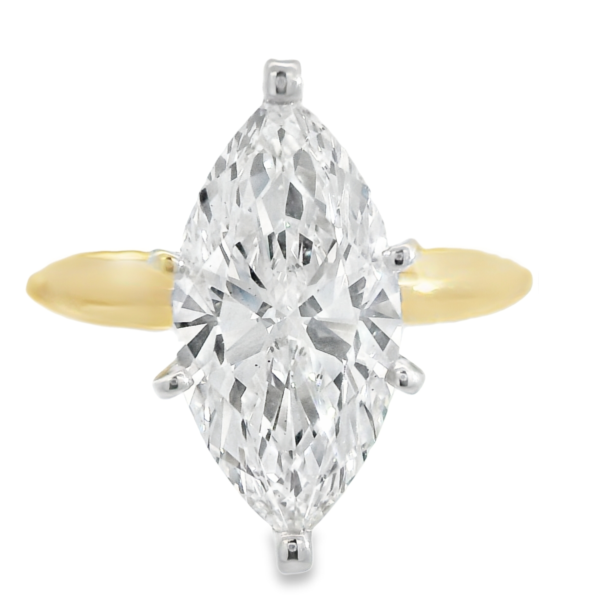 3.06CT E VS1 Marquise Cut LAB Diamond IGI Certified Set in 14K 2-Tone Gold