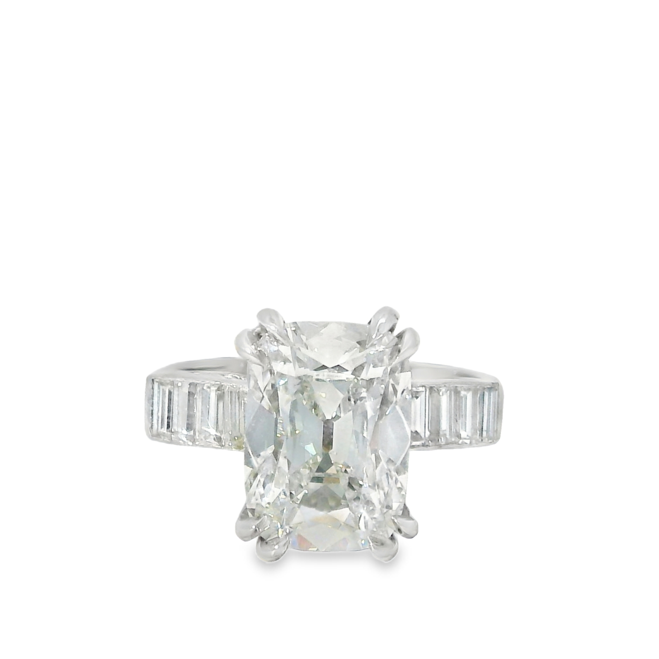 3.06CT F VS1 Antique Cushion Cut LAB Diamond IGI Certified - Set in 14K White Gold w/ App 3/4cttw Natural Accent Diamonds - Estate