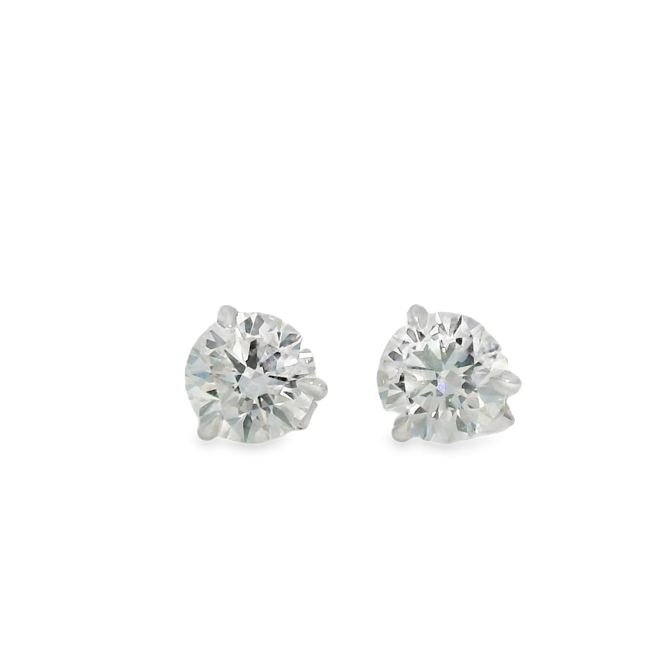 3.10cttw Round Diamond LAB Studs E VVS2 IGI Certified Set in 14K White Gold